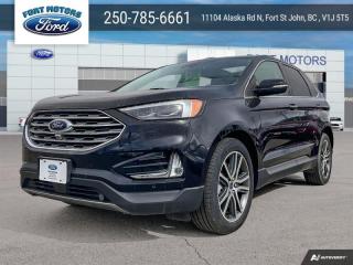 <b>Low Mileage, Leather Seats,  Premium Audio,  Heated Seats,  Power Liftgate,  Apple CarPlay!</b><br> <br>  Compare at $45235 - Our Price is just $43495! <br> <br>   Made without compromise, the Ford Edge is ready for whatever you had in mind. This  2022 Ford Edge is for sale today in Fort St John. <br> <br>With meticulous attention to detail and amazing style, the Ford Edge seamlessly integrates power, performance and handling with awesome technology to help you multitask your way through the challenges that life throws your way. Made for an active lifestyle and spontaneous getaways, the Ford Edge is as rough and tumble as you are. Push the boundaries and stay connected to the road with this sweet ride!This low mileage  SUV has just 11,202 kms. Its  agate black in colour  and is completely accident free based on the <a href=https://vhr.carfax.ca/?id=ZBUF+isNu97AY5ygjFEcj1MVvhJ5/h8C target=_blank>CARFAX Report</a> . It has a 8 speed automatic transmission and is powered by a  250HP 2.0L 4 Cylinder Engine.  This unit has some remaining factory warranty for added peace of mind. <br> <br> Our Edges trim level is Titanium. Upgrading to this Edge Titanium is a great choice as it comes loaded with an impressive list of features including unique aluminum wheels and exterior chrome trim, a premium 12 speaker Bang & Olufsen sound system, a power rear liftgate, power and heated leather seats, FordPass Connect with a 4G LTE hotspot, a 12 inch touchscreen featuring SYNC 4, wireless Apple CarPlay and Android Auto, a leather wrapped steering wheel and dual zone automatic climate control. For added safety and convenience, you will also get Ford Co-Pilot360 with blind spot assist, lane keep assist, automatic emergency braking, lane departure warning, a proximity key for push button start, rear parking sensors, front fog lights, a remote engine start plus so much more. This vehicle has been upgraded with the following features: Leather Seats,  Premium Audio,  Heated Seats,  Power Liftgate,  Apple Carplay,  Android Auto,  Remote Start. <br> To view the original window sticker for this vehicle view this <a href=http://www.windowsticker.forddirect.com/windowsticker.pdf?vin=2FMPK4K98NBA13057 target=_blank>http://www.windowsticker.forddirect.com/windowsticker.pdf?vin=2FMPK4K98NBA13057</a>. <br/><br> <br>To apply right now for financing use this link : <a href=https://www.fortmotors.ca/apply-for-credit/ target=_blank>https://www.fortmotors.ca/apply-for-credit/</a><br><br> <br/><br><br> Come by and check out our fleet of 50+ used cars and trucks and 110+ new cars and trucks for sale in Fort St John.  o~o