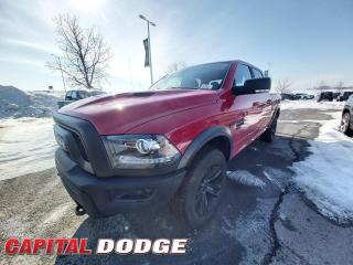 This Ram 1500 Classic delivers a Regular Unleaded V-8 5.7 L engine powering this Automatic transmission. UTILITY GROUP -inc: LED Fog Lamps, TRANSMISSION: 8-SPEED TORQUEFLITE AUTOMATIC, TIRES: P275/60R20 BSW ALL-SEASON (STD).*This Ram 1500 Classic Comes Equipped with These Options *TECHNOLOGY PACKAGE I -inc: Push-Button Start, Remote Proximity Keyless Entry, Body-Colour Door Handles, QUICK ORDER PACKAGE 27F WARLOCK -inc: Engine: 5.7L HEMI VVT V8 w/FuelSaver MDS, Transmission: 8-Speed TorqueFlite Automatic, Black Powder-Coated Rear Bumper, Black 5.7L Hemi Badge, Black RAMs Head Tailgate Badge, Black 4x4 Badge, B-Pillar Black-Out, Semi-Gloss Black Wheel Centre Hub, Bi-Function Halogen Projector Headlamps, Raised Ride Height, Rear Heavy-Duty Shock Absorbers, Sport Tail Lamps, Black Exterior Badging, Black Powder-Coated Front Bumper, Warlock Package, Black Grille w/RAM Lettering, Black Headlamp Filler Panel, Dedicated Daytime Running Lights, Front Wheel Well Liners, Warlock Interior Accents, Black Wheel Flares , REMOTE START & SECURITY ALARM GROUP -inc: Remote Start System, Security Alarm, MOPAR SPRAY-IN BEDLINER, MOPAR SPORT PERFORMANCE HOOD -inc: MOPAR Sport Performance Hood Decal, MOPAR FRONT & REAR ALL-WEATHER FLOOR MATS, LUXURY GROUP -inc: Auto-Dimming Rearview Mirror, Leather-Wrapped Steering Wheel, Exterior Mirrors w/Turn Signals, Rear Dome Lamp w/On/Off Switch, LED Bed Lighting, Steering Wheel-Mounted Audio Controls, Exterior Mirrors w/Courtesy Lamps, Glove Box Lamp, Auto-Dimming Exterior Driver Mirror, 7 Customizable In-Cluster Display, Universal Garage Door Opener, Power Folding Exterior Mirrors, 2nd Row In-Floor Storage Bins, Black Power Fold Heated Mirrors w/Signals, Sun Visors w/Illuminated Vanity Mirrors, Overhead Console/Garage Door Opener, HEATED SEATS & WHEEL GROUP -inc: Heated Steering Wheel, Front Heated Seats, GVWR: 3,129 KGS (6,900 LBS), FLAME RED.* Why Buy From Us? *Thank you for choosing Capital Dodge as your preferred dealership. We have been helping customers and families here in Ottawa for over 60 years. From our old location on Carling Avenue to our Brand New Dealership here in Kanata, at the Palladium AutoPark. If youre looking for the best price, best selection and best service, please come on in to Capital Dodge and our Friendly Staff will be happy to help you with all of your Driving Needs. You Always Save More at Ottawas Favourite Chrysler Store* Stop By Today *Stop by Capital Dodge Chrysler Jeep located at 2500 Palladium Dr Unit 1200, Kanata, ON K2V 1E2 for a quick visit and a great vehicle!