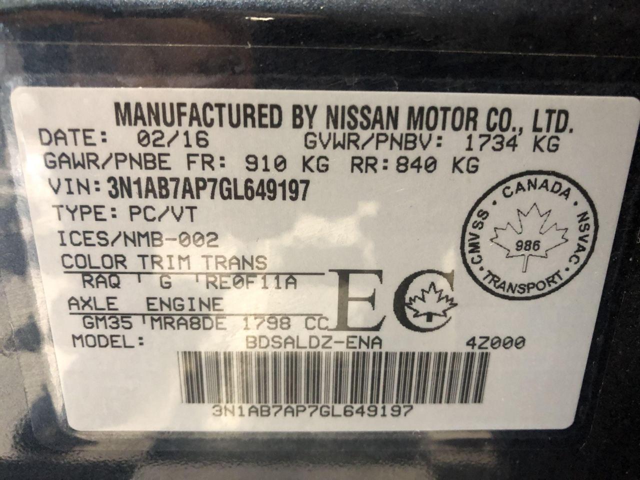 2016 Nissan Sentra SV+Camera+Bluetooth+Heated Seats+Alloys+A/C Photo36