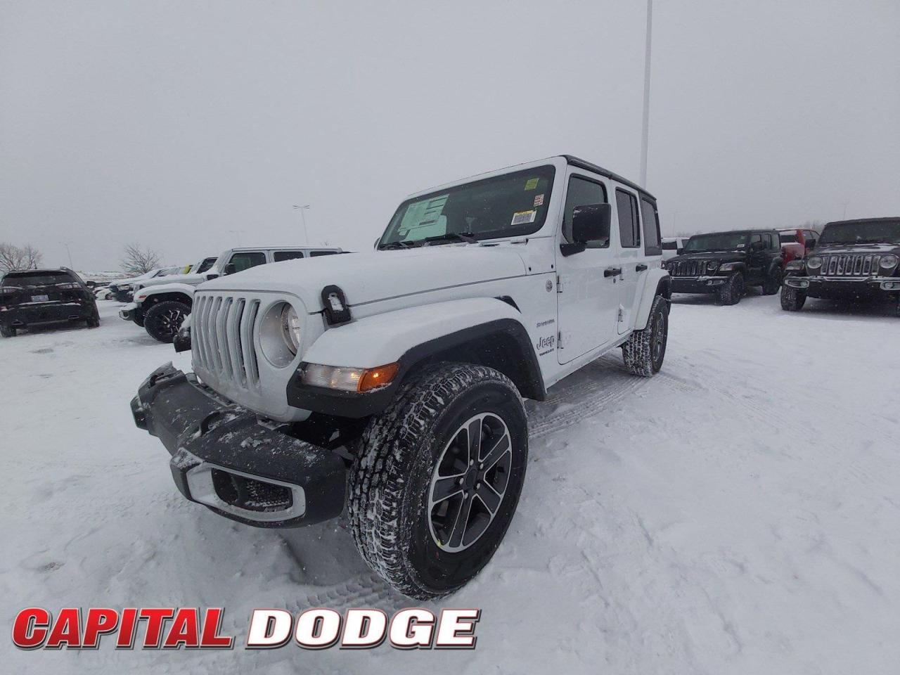 This Jeep Wrangler boasts a Regular Unleaded V-6 3.6 L engine powering this Automatic transmission. WHEELS: 18 X 7.5 MACHINED W/GREY SPOKES (STD), TRANSMISSION: 8-SPEED TORQUEFLITE AUTO (STD), TIRES: P255/70R18 ALL-TERRAIN.* This Jeep Wrangler Features the Following Options *QUICK ORDER PACKAGE 24G SAHARA -inc: Engine: 3.6L Pentastar VVT V6 w/ESS, Transmission: 8-Speed TorqueFlite Auto , GVWR: 2,494 KGS (5,500 LBS) (STD), ENGINE: 3.6L PENTASTAR VVT V6 W/ESS, DUAL TOP GROUP -inc: Black Premium Sunrider Soft Top (ST2), COLD WEATHER GROUP -inc: Heated Steering Wheel, Remote Start System, Tires: P255/70R18 All-Terrain, Front Heated Seats, BRIGHT WHITE, BLACK, CLOTH BUCKET SEATS W/SAHARA LOGO, Wheels: 18 x 7.5 Machined w/Grey Spokes, Voice Activated Dual Zone Front Automatic Air Conditioning, Variable Intermittent Wipers.* Why Buy From Us? *Thank you for choosing Capital Dodge as your preferred dealership. We have been helping customers and families here in Ottawa for over 60 years. From our old location on Carling Avenue to our Brand New Dealership here in Kanata, at the Palladium AutoPark. If youre looking for the best price, best selection and best service, please come on in to Capital Dodge and our Friendly Staff will be happy to help you with all of your Driving Needs. You Always Save More at Ottawas Favourite Chrysler Store* Visit Us Today *Live a little- stop by Capital Dodge Chrysler Jeep located at 2500 Palladium Dr Unit 1200, Kanata, ON K2V 1E2 to make this car yours today!