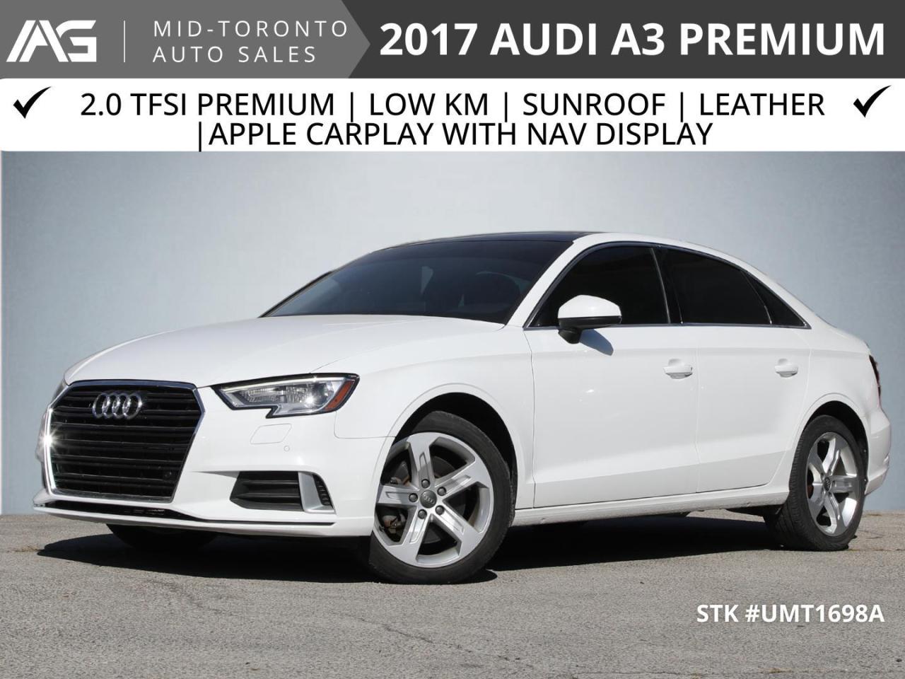 Used 2017 Audi A3 2.0 TFSI Premium - Large Power Sun Roof - Leather - Apple CarPlay with Nav Display for sale in North York, ON