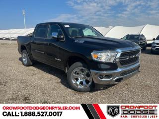 <b>Trailer Tow Group, 20 inch Aluminum Wheels!</b><br> <br> <br> <br>  Discover the inner beauty and rugged exterior of this stylish Ram 1500. <br> <br>The Ram 1500s unmatched luxury transcends traditional pickups without compromising its capability. Loaded with best-in-class features, its easy to see why the Ram 1500 is so popular. With the most towing and hauling capability in a Ram 1500, as well as improved efficiency and exceptional capability, this truck has the grit to take on any task.<br> <br> This diamond black crystal pearl Crew Cab 4X4 pickup   has an automatic transmission and is powered by a  395HP 5.7L 8 Cylinder Engine.<br> <br> Our 1500s trim level is Big Horn. This Ram 1500 Bighorn comes with stylish aluminum wheels, a leather steering wheel, class II towing equipment including a hitch, wiring harness and trailer sway control, heavy-duty suspension, cargo box lighting, and a locking tailgate. Additional features include heated and power adjustable side mirrors, UCconnect 3, hands-free phone communication, push button start, cruise control, air conditioning, vinyl floor lining, and a rearview camera. This vehicle has been upgraded with the following features: Trailer Tow Group, 20 Inch Aluminum Wheels. <br><br> <br>To apply right now for financing use this link : <a href=https://www.crowfootdodgechrysler.com/tools/autoverify/finance.htm target=_blank>https://www.crowfootdodgechrysler.com/tools/autoverify/finance.htm</a><br><br> <br/> Total  cash rebate of $7317 is reflected in the price. Credit includes up to 10% MSRP. <br> Buy this vehicle now for the lowest bi-weekly payment of <b>$391.56</b> with $0 down for 96 months @ 5.49% APR O.A.C. ( Plus GST  documentation fee    / Total Obligation of $81444  ).  Incentives expire 2024-02-29.  See dealer for details. <br> <br>We pride ourselves in consistently exceeding our customers expectations. Please dont hesitate to give us a call.<br> Come by and check out our fleet of 80+ used cars and trucks and 180+ new cars and trucks for sale in Calgary.  o~o