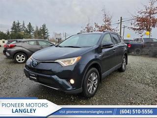 <b>Low Mileage, Navigation,  Sunroof,  Leather Seats,  Heated Seats,  Power Tailgate!</b><br> <br> At Pioneer Motors Langley, our team of professionals will guide you to make the right choice for your future vehicle. You will be advised as to the choice of the right vehicle and the best suitable financing for your needs. <br> <br> Compare at $38750 - Pioneer value price is just $37990! <br> <br>   The most fuel efficient Small SUV on the market, the new 2017 Toyota RAV4 Hybrid is a practical SUV with premium options, and a refined quality built interior. This  2017 Toyota RAV4 Hybrid is for sale today in Langley. <br> <br>The 2017 Toyota RAV4 hybrid brings tech, style and efficiency to every adventure. With smart innovations and Toyotas proven hybrid power train, you can make the most of any trip. Thanks to an unbelievable fuel-efficiency without compromising performance, youll have the confidence you need even on any road surface. The historical RAV4 and its new hybrid model has taken the compact SUV scene by storm, outselling everything in its model range. This is yet another proof that Toyota means quality, efficiency, reliability and style.This low mileage  SUV has just 61,306 kms. Its  nice in colour  . It has a cvt transmission and is powered by a  194HP 2.5L 4 Cylinder Engine.  It may have some remaining factory warranty, please check with dealer for details. <br> <br> Our RAV4 Hybrids trim level is SE. The 2017 Toyota RAV4 is where hybrid technology meets the tried and tested durability of the historic RAV4. The LE+ trim comes equipped with features such as electronic assist speed sensing steering, upgraded sport aluminum wheels, tilt and slide power sunroof with sunshade, heated side mirrors with turn signal indicators, rain detecting heated wipers, front fog lamps, 7 inch audio display with integrated navigation, 6 speaker stereo with Bluetooth and USB compatibility, SIRI Eyes-Free, heated steering wheel, leather heated power front seats, proximity entry push button start, home-link garage door transmitter, distance pacing cruise control, remote keyless entry, dual zone front automatic air conditioning, power tailgate, forward and rear collision alert, lane departure alert, lane departure warning, blind spot sensor, back up camera and a large number of passenger safety airbags. This vehicle has been upgraded with the following features: Navigation,  Sunroof,  Leather Seats,  Heated Seats,  Power Tailgate,  Rear View Camera,  Heated Steering Wheel. <br> <br>To apply right now for financing use this link : <a href=https://www.pioneermotorslangley.com/finance/ target=_blank>https://www.pioneermotorslangley.com/finance/</a><br><br> <br/><br> Buy this vehicle now for the lowest bi-weekly payment of <b>$288.44</b> with $0 down for 84 months @ 8.99% APR O.A.C. ( Plus applicable taxes -  Plus applicable fees   / Total Obligation of $53491  ).  See dealer for details. <br> <br>Let us make your visit to our dealership as pleasant and rewarding as it can be. All pricing is plus $995 Documentation fee and applicable taxes. o~o