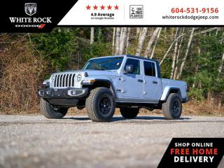 <br> <br>  Ever wished your truck had a big open cabin like a Jeep? Ever wished your Jeep could hold more than a few people and a backpack? Now it can thanks to this awesome Jeep Gladiator! <br> <br>Built with unmistakable Jeep styling and off-road capability and the capability and hauling power of a pickup truck, you get the best of both worlds with this incredible machine. Thanks to its unmistakable style, rugged off-road technology, and an exhilarating open air truck experience, this unique Jeep Gladiator is ready to change the 4X4 game.<br> <br> This silver zynith Regular Cab 4X4 pickup   has a 6 speed manual transmission and is powered by a  285HP 3.6L V6 Cylinder Engine.<br> <br> Our Gladiators trim level is Sport S. Engineered to withstand the harshest of conditions, this Gladiator Sport S features heavy duty suspension, class III towing equipment with a trailer wiring harness and trailer sway control, undercarriage skid plates, a full-size spare with underbody storage, removable doors and windows, and a manual convertible top with fixed roll-over protection. This rugged truck also features great convenience features like proximity keyless entry with push button start, illuminated front and rear cupholders, two 12-volt DC power outlets, and tons of storage space. Handling infotainment and connectivity duties is a 7-inch screen powered by Uconnect 4, and features Apple CarPlay, Android Auto, 4G LTE WiFi hotspot internet access, and streaming audio. This vehicle has been upgraded with the following features: Heavy Duty Suspension,  Apple Carplay,  Android Auto,  Tow Package,  Proximity Key,  4g Wifi,  Rear Camera. <br><br> <br/> Total  cash rebate of $6888 is reflected in the price.   Incentives expire 2024-07-02.  See dealer for details. <br> <br>New Vehicle purchases at White Rock Dodge ( DL# 40754) are subject to Fees Totaling $899 Documentation (Government Levies - as per FCA Canada) plus $500 finance placement fee and All Applicable Taxes. <br><br>Our history of continued excellence is backed by putting your interests at the forefront to help you find the vehicle you need. Were conveniently located at 3050 King George Blvd in Surrey. Our team of automotive experts look forward to meeting and serving you! DL# 40754 o~o