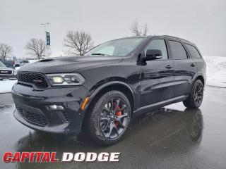 This Dodge Durango boasts a Regular Unleaded V-8 5.7 L engine powering this Automatic transmission. WHEELS: 20 X 10 LIGHTS OUT ALUMINUM, TRANSMISSION: 8-SPEED TORQUEFLITE AUTOMATIC (STD), TOW N GO GROUP -inc: Tires: 295/45ZR20 BSW AS, Performance 4-Wheel Anti-Lock Disc Brakes, High Performance Suspension, Wheels: 20 x 10 Hyper Black Aluminum, Adaptive Damping, Automatic Headlamp Levelling System, Performance-Tuned Steering, Pirelli Brand Tires, Active Noise Control System, 260 KM/H Primary Speedometer, Electronic Limited Slip Differential Rear Axle, Run-Flat Tires, Sport/Track/Tow/Snow Drive Modes, Delete Spare Tire, Body-Colour Upper/Lower Rear Fascia, Quadra-Trac Active-on-Demand 4X4.* This Dodge Durango Features the Following Options *QUICK ORDER PACKAGE 22U R/T PLUS -inc: Engine: 5.7L HEMI VVT V8 w/FuelSaver MDS, Transmission: 8-Speed TorqueFlite Automatic, Dinamica Suede Headliner, 825-Watt Amplifier, Advanced Brake Assist, Premium Instrument Panel, Bright Cargo Area Scuff Pads, 19-Amped harman/kardon Speakers w/Subwoofer, Forged Carbon Fibre Interior Accents, Lane Departure Warning/Lane Keep Assist, BLACKTOP PACKAGE -inc: Tires: 265/50R20 Performance AS, Satin Black Dodge Tail Lamp Badge, Pirelli Brand Tires, Gloss Black Badges , TIRES: 295/45ZR20 BSW AS, ENGINE: 5.7L HEMI VVT V8 W/FUELSAVER MDS (STD), DB BLACK, BLACK, NAPPA LEATHER-FACED BUCKET SEATS, 2ND-ROW FOLD/TUMBLE CAPTAIN CHAIRS -inc: 2nd-Row Mini Console w/Cup Holders, 2nd-Row Seat-Mounted Armrests, 6-Passenger Seating, 3rd-Row Floor Mat & Mini Console, Valet Function, Urethane Gear Shifter Material, Trunk/Hatch Auto-Latch.* Why Buy From Us? *Thank you for choosing Capital Dodge as your preferred dealership. We have been helping customers and families here in Ottawa for over 60 years. From our old location on Carling Avenue to our Brand New Dealership here in Kanata, at the Palladium AutoPark. If youre looking for the best price, best selection and best service, please come on in to Capital Dodge and our Friendly Staff will be happy to help you with all of your Driving Needs. You Always Save More at Ottawas Favourite Chrysler Store* Stop By Today *Treat yourself- stop by Capital Dodge Chrysler Jeep located at 2500 Palladium Dr Unit 1200, Kanata, ON K2V 1E2 to make this car yours today!