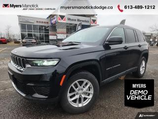 <b>Heated Seats,  Heated Steering Wheel,  Apple CarPlay,  Android Auto,  Wi-Fi!</b><br> <br> <br> <br>Call 613-489-1212 to speak to our friendly sales staff today, or come by the dealership!<br> <br>  Theres simply no better SUV that combines on-road comfort with off-road capability at a great value than this legendary Jeep Grand Cherokee. <br> <br>This 2023 Jeep Grand Cherokee is second to none when it comes to performance, safety, and style. Improving on its legendary design with exceptional materials, elevated craftsmanship and innovative design unites to create an unforgettable cabin experience. With plenty of room for your adventure gear, enough seats for your whole family and incredible off-road capability, this 2023 Jeep Grand Cherokee has you covered! <br> <br> This diamond black crystal pearl SUV  has an automatic transmission and is powered by a  293HP 3.6L V6 Cylinder Engine.<br> <br> Our Grand Cherokees trim level is Laredo. This Grand Cherokee Laredo is ready for the next adventure with heated seats, a heated steering wheel, proximity keyless entry, and the Uconnect 5 system with Android Auto, Apple CarPlay, wi-fi, Bluetooth, and wireless connectivity. This legendary SUV takes safety seriously with features like lane keep assist, distance pacing cruise with stop and go, parking sensors, blind spot monitoring, collision warning, fog lamps, and a rear view camera. This vehicle has been upgraded with the following features: Heated Seats,  Heated Steering Wheel,  Apple Carplay,  Android Auto,  Wi-fi,  Remote Keyless Entry,  Lane Keep Assist.  This is a demonstrator vehicle driven by a member of our staff and has just 16190 kms.<br><br> View the original window sticker for this vehicle with this url <b><a href=http://www.chrysler.com/hostd/windowsticker/getWindowStickerPdf.do?vin=1C4RJHAG0PC543937 target=_blank>http://www.chrysler.com/hostd/windowsticker/getWindowStickerPdf.do?vin=1C4RJHAG0PC543937</a></b>.<br> <br>To apply right now for financing use this link : <a href=https://CreditOnline.dealertrack.ca/Web/Default.aspx?Token=3206df1a-492e-4453-9f18-918b5245c510&Lang=en target=_blank>https://CreditOnline.dealertrack.ca/Web/Default.aspx?Token=3206df1a-492e-4453-9f18-918b5245c510&Lang=en</a><br><br> <br/> Weve discounted this vehicle $4599.    0% financing for 48 months. 4.59% financing for 96 months. <br> Buy this vehicle now for the lowest weekly payment of <b>$161.05</b> with $0 down for 96 months @ 4.59% APR O.A.C. ( Plus applicable taxes -  $1199  fees included in price    ).  Incentives expire 2024-04-30.  See dealer for details. <br> <br>If youre looking for a Dodge, Ram, Jeep, and Chrysler dealership in Ottawa that always goes above and beyond for you, visit Myers Manotick Dodge today! Were more than just great cars. We provide the kind of world-class Dodge service experience near Kanata that will make you a Myers customer for life. And with fabulous perks like extended service hours, our 30-day tire price guarantee, the Myers No Charge Engine/Transmission for Life program, and complimentary shuttle service, its no wonder were a top choice for drivers everywhere. Get more with Myers!<br> Come by and check out our fleet of 50+ used cars and trucks and 120+ new cars and trucks for sale in Manotick.  o~o