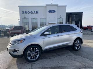 <p><span style=font-size:14px><span style=font-family:Arial,Helvetica,sans-serif>2016 Edge Titanium AWD with a 2.0L EcoBoost inline 4 engine, 6-speed automatic transmission, push start, heated/cooled front seats, heated rear seats, heated steering wheel, navigation, bluetooth, reverse camera with sensors, leather seats, tinted windows, remote start, panoramic sunroof, power seats/lift gate, cruise control, blind spot alert.</span></span></p>