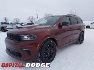 This Dodge Durango boasts a Regular Unleaded V-8 5.7 L engine powering this Automatic transmission. WHEELS: 20 X 10 LIGHTS OUT ALUMINUM, TRANSMISSION: 8-SPEED TORQUEFLITE AUTOMATIC (STD), TOW N GO GROUP -inc: Tires: 295/45ZR20 BSW AS, Performance 4-Wheel Anti-Lock Disc Brakes, High Performance Suspension, Wheels: 20 x 10 Hyper Black Aluminum, Adaptive Damping, Automatic Headlamp Levelling System, Performance-Tuned Steering, Pirelli Brand Tires, Active Noise Control System, 260 KM/H Primary Speedometer, Electronic Limited Slip Differential Rear Axle, Run-Flat Tires, Sport/Track/Tow/Snow Drive Modes, Delete Spare Tire, Body-Colour Upper/Lower Rear Fascia, Quadra-Trac Active-on-Demand 4X4.*This Dodge Durango Comes Equipped with These Options *QUICK ORDER PACKAGE 22U R/T PLUS -inc: Engine: 5.7L HEMI VVT V8 w/FuelSaver MDS, Transmission: 8-Speed TorqueFlite Automatic, Dinamica Suede Headliner, 825-Watt Amplifier, Advanced Brake Assist, Premium Instrument Panel, Bright Cargo Area Scuff Pads, 19-Amped harman/kardon Speakers w/Subwoofer, Forged Carbon Fibre Interior Accents, Lane Departure Warning/Lane Keep Assist, BLACKTOP PACKAGE -inc: Tires: 265/50R20 Performance AS, Satin Black Dodge Tail Lamp Badge, Pirelli Brand Tires, Gloss Black Badges , TIRES: 295/45ZR20 BSW AS, OCTANE RED PEARL, ENGINE: 5.7L HEMI VVT V8 W/FUELSAVER MDS (STD), BLACK, NAPPA LEATHER-FACED BUCKET SEATS, 2ND-ROW FOLD/TUMBLE CAPTAIN CHAIRS -inc: 2nd-Row Mini Console w/Cup Holders, 2nd-Row Seat-Mounted Armrests, 6-Passenger Seating, 3rd-Row Floor Mat & Mini Console, Valet Function, Urethane Gear Shifter Material, Trunk/Hatch Auto-Latch.* Why Buy From Us? *Thank you for choosing Capital Dodge as your preferred dealership. We have been helping customers and families here in Ottawa for over 60 years. From our old location on Carling Avenue to our Brand New Dealership here in Kanata, at the Palladium AutoPark. If youre looking for the best price, best selection and best service, please come on in to Capital Dodge and our Friendly Staff will be happy to help you with all of your Driving Needs. You Always Save More at Ottawas Favourite Chrysler Store* Visit Us Today *Treat yourself- stop by Capital Dodge Chrysler Jeep located at 2500 Palladium Dr Unit 1200, Kanata, ON K2V 1E2 to make this car yours today!