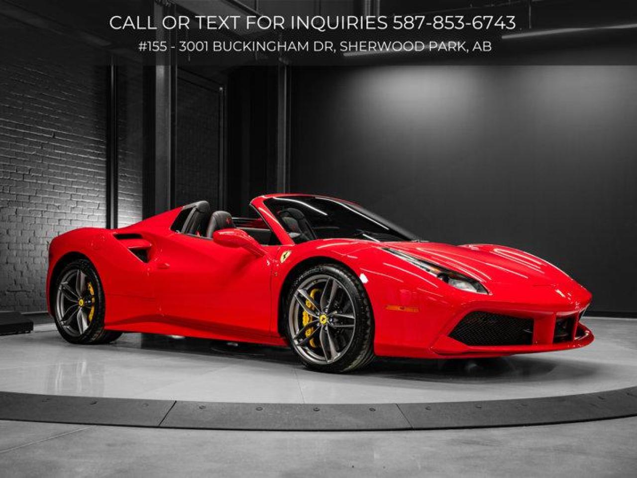 Used 2018 Ferrari 488 Spider Capristo Exhaust | Front Suspension Lifter | Carbon Fiber Driving Zone + LEDS for sale in Sherwood Park, AB
