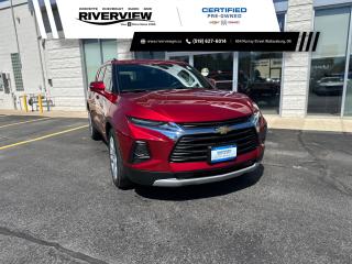 <p><span style=font-size:14px>Just arrived on our pre-owned lot is this GORGEOUS 2020 Chevy Blazer LT in Cajun Red Tintcoat! <strong>Low KM’s and only one owner!</strong></span></p>

<p><span style=font-size:14px>It comes with all the style and luxury you would want including, Leather Seating, Heated Front Seats, Power Liftgate, Power Windows, Seats and Mirrors, Keyless Entry, Rear Park Assist with a Rear View Camera to make parking a breeze, Remote Start, Tinted Windows, 20-inch Black Gloss Wheels, and so much more!</span></p>

<p><span style=font-size:14px>Call and book your appointment today!</span></p>
<p><span style=font-size:12px><span style=font-family:Arial,Helvetica,sans-serif><strong>Certified Pre-Owned</strong> vehicles go through a 150+ point inspection and are reconditioned to the highest standards. They include a 3 month/5,000km dealer certified warranty with 24 hour roadside assistance, exchange privileged within first 30 days/2,500km and a 3 month free trial of SiriusXM radio (when vehicle is equipped). Verify with dealer for all vehicle features.</span></span></p>

<p><span style=font-size:12px><span style=font-family:Arial,Helvetica,sans-serif>All our vehicles are <strong>Market Value Priced</strong> which provides you with the most competitive prices on all our pre-owned vehicles, all the time. </span></span></p>

<p><span style=font-size:12px><span style=font-family:Arial,Helvetica,sans-serif><strong><span style=background-color:white><span style=color:black>**All advertised pricing is for financing purchases, all-cash purchases will have a surcharge.</span></span></strong><span style=background-color:white><span style=color:black> Surcharge rates based on the selling price $0-$29,999 = $1,000 and $30,000+ = $2,000. </span></span></span></span></p>

<p><span style=font-size:12px><span style=font-family:Arial,Helvetica,sans-serif><strong>*4.99% Financing</strong> available OAC on select pre-owned vehicles up to 24 months, 6.49% for 36-48 months, 6.99% for 60-84 months.(2019-2025MY Encore, Envision, Enclave, Verano, Regal, LaCrosse, Cruze, Equinox, Spark, Sonic, Malibu, Impala, Trax, Blazer, Traverse, Volt, Bolt, Camaro, Corvette, Silverado, Colorado, Tahoe, Suburban, Terrain, Acadia, Sierra, Canyon, Yukon/XL).</span></span></p>

<p><span style=font-size:12px><span style=font-family:Arial,Helvetica,sans-serif>Visit us today at 854 Murray Street, Wallaceburg ON or contact us at 519-627-6014 or 1-800-828-0985.</span></span></p>

<p> </p>