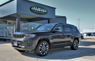 <p style=text-align: center;><span style=font-family: verdana, geneva, sans-serif;><span style=font-size: 24px;><strong><em>2022 JEEP GRAND CHEROKEE</em></strong></span><em><strong><span style=font-size: 18pt;> L OVERLAND® 4X4.</span></strong></em></span></p><p style=text-align: center;><span style=font-family: verdana, geneva, sans-serif;><strong><span style=font-size: 14pt;>5.7L <em>HEMI®</em> VVT V8 Engine w/ <em>FuelSaver MDS.</em></span></strong></span></p><p style=text-align: center;><span style=font-family: verdana, geneva, sans-serif;><strong><span style=font-size: 14pt;>8-Speed <em>TorqueFlite</em></span><em><span style=font-size: 18.6667px;>®</span></em><span style=font-size: 14pt;> Automatic Transmission.</span></strong></span></p><p style=text-align: center;><span style=font-family: verdana, geneva, sans-serif;><strong><span style=font-size: 14pt;><em>QUADRA-LIFT®</em> AIR SUSPENSION.</span></strong></span></p><p style=text-align: center;><span style=font-family: verdana, geneva, sans-serif;><strong><span style=font-size: 14pt;><em>QUADRA-TRAC II® </em>4X4 SYSTEM.</span></strong></span></p><p style=text-align: center;><span style=font-family: verdana, geneva, sans-serif;><strong><span style=font-size: 14pt;><em>SELEC-TERRAIN®</em> TRACTION MANAGEMENT SYSTEM.</span></strong></span></p><p style=text-align: center;><span style=font-size: 14pt; font-family: verdana, geneva, sans-serif;>- Console Dial w/5 Traction Control Settings: Auto, Sport, Rock, Snow & Sand/Mud.)</span></p><p style=text-align: center;><span style=font-family: verdana, geneva, sans-serif;><strong><span style=font-size: 14pt;><span style=font-family: verdana, geneva, sans-serif;>FRONT-AXLE DISCONNECT.</span></span></strong></span></p><p style=text-align: center;><span style=font-family: verdana, geneva, sans-serif;><strong><span style=font-size: 14pt;>230mm REAR-AXLE.</span></strong></span></p><p style=text-align: center;><span style=font-family: verdana, geneva, sans-serif;><strong><span style=font-size: 14pt;>20 FULLY-POLISHED ALUMINUM WHEELS.</span></strong></span></p><p style=text-align: center;><span style=font-family: verdana, geneva, sans-serif;><span style=font-size: 24px;><strong><em>*STANDARD EQUIPMENT* </em></strong></span><span style=font-size: 14pt;>(Unless Replaced By Optional Equipment)</span></span></p><p style=text-align: center;><span style=font-size: 24px; font-family: verdana, geneva, sans-serif;><strong><em>*FUNCTIONAL / SAFETY FEATURES*</em></strong></span></p><p style=text-align: center;><span style=font-size: 14pt; font-family: verdana, geneva, sans-serif;><em>CommandView® </em>Dual-Pane Power Panoramic Sunroof, Adaptive Cruise Control w/Stop & Go, Pedestrian/Cyclist Emergency Braking, Full-Speed Forward Collision Warning Plus Active Braking, <em>Park-Sense®</em> Front & Rear Park Assist, <em>ParkView®</em> Rear Back-Up Camera, Blind-Spot Monitoring w/Rear Cross-Path Detection, Active Lane Management System, Electric Park Brake, Advanced Brake Assist, Hill Descent Control, Rain-Sensing Windshield Wipers, Hands-Free Power Liftgate, Power Tilt/Telescope Steering Column, LED Low/High-Beam Projector Headlamps, Automatic High-Beam Headlamp Control, LED Daytime Running Lamps(Bright White), LED Fog Lamps, Multi-Colour Ambient LED Interior Lighting, Passive Entry - Front Doors, Rear Doors & Liftgate, Occupant Classification System, Rear Seat Reminder Alert, Advanced Multistage Front Air Bags, Supplemental Front Seat-Mounted Side Air Bags, Supplemental Side Curtain Air Bags, Supplemental Drivers Knee Blocker Air Bag, Passenger Inflatable Knee-Bolster Air Bag, Off-Road Information Pages, Push button Start, Security Alarm, Active Noise Control System, Heated Exterior Mirrors.</span></p><p style=text-align: center;><span style=font-size: 14pt; font-family: verdana, geneva, sans-serif;>Front Heated Seats, Front Ventilated Seats, Heated Steering Wheel, Second-Row Heated Seats, Third–Row Power 50/50 Split Folding Bench Seat, </span><span style=font-family: verdana, geneva, sans-serif; font-size: 18.6667px;>Second-Row Manual Easy-Entry Slide Bucket Seats,</span><span style=font-family: verdana, geneva, sans-serif; font-size: 18.6667px;> </span><span style=font-family: verdana, geneva, sans-serif; font-size: 14pt;>10.25 Full-Colour Digital Gauge Cluster, SiriusXM w/ 360L On-Demand Content.</span></p><p style=text-align: center;><span style=font-size: 14pt; font-family: verdana, geneva, sans-serif;><span style=font-size: 18pt;><em><strong>*OPTIONAL EQUIPMENT* </strong></em></span>(May Replace Standard Equipment)</span></p><p style=text-align: center;><span style=font-family: verdana, geneva, sans-serif;><strong><span style=font-size: 14pt;>*Rocky Mountain Pearl Coat*</span></strong></span></p><p style=text-align: center;><span style=font-size: 18pt; font-family: verdana, geneva, sans-serif;><em><strong>(OVERLAND® Preferred Package 25N)</strong></em></span></p><p style=text-align: center;><span style=font-size: 18pt; font-family: verdana, geneva, sans-serif;><em><strong>*Luxury Tech Group IV*</strong></em></span></p><p style=text-align: center;><span style=font-family: verdana, geneva, sans-serif;><span style=font-size: 14pt;>Power Driver & Front Passenger Seatback <em>Massage</em>, Front <em>Nappa Leather</em>-Faced Vented Bucket Seats, </span><span style=font-size: 14pt;>Second-Row Manual Window Shades, </span><span style=font-size: 14pt;>Auto-Dimming <em>Digital Display Rearview Mirror</em>, </span><span style=font-size: 14pt;>Automatic Temperature Control w/Four-Zone Temperature Control, </span><span style=font-size: 14pt;>Power 12-way Driver Seat w/ <em>Multi-Contour</em> Adjustments, </span><span style=font-size: 14pt;>Power 12-way Front Adjustable Passenger Seat, </span><span style=font-size: 14pt;>Passenger Seat Memory, </span><span style=font-size: 14pt;>Wireless Charging Pad.</span></span></p><p style=text-align: center;><span style=font-family: verdana, geneva, sans-serif;><em><strong><span style=font-size: 18pt;>*5.7L VVT V8 Engine w/ FuelSaver MDS*</span></strong></em></span></p><p style=text-align: center;><span style=font-size: 14pt; font-family: verdana, geneva, sans-serif;>230MM Rear-Axle.</span></p><p style=text-align: center;><span style=font-size: 18pt; font-family: verdana, geneva, sans-serif;><em><strong>*UCONNECT® 5 NAV w/10.1 Display*</strong></em></span></p><p style=text-align: center;><span style=font-family: verdana, geneva, sans-serif;><span style=font-size: 14pt;><em>McIntosh®</em> 19-Speaker 825-watt High-Performance Audio System, 10.1 Touchscreen Display, </span><span style=font-size: 18.6667px;><em>SiriusXM®</em> Radio, </span><span style=font-size: 18.6667px;><em>Jeep®</em> Connect, </span><span style=font-size: 18.6667px;>Standard Wireless </span><span style=font-size: 18.6667px;><em>Apple CarPlay®</em> Support, </span><span style=font-size: 18.6667px;>Standard Wireless </span><em><span style=font-size: 18.6667px;>Android Auto</span><span style=font-size: 10pt; vertical-align: super;>TM</span></em><span style=font-size: 18.6667px;> Compatibility, </span><span style=font-size: 18.6667px;><em>TomTom®</em> Navigation and Connected Traffic & Travel Services, </span><em><span style=font-size: 18.6667px;>Google </span></em><span style=font-size: 18.6667px;><em>Assistant</em> Compatibility, A</span><span style=font-size: 18.6667px;>mazon Alexa Built-In,</span><span style=font-size: 18.6667px;> <em>SiriusXM</em></span></span><em><span style=font-family: verdana, geneva, sans-serif; font-size: 18.6667px;>®</span></em><span style=font-size: 18.6667px;> w/360L, </span><span style=font-size: 18.6667px;>HD Radio.</span></p><p style=text-align: center;><span style=font-family: verdana, geneva, sans-serif;><strong><em><span style=font-size: 18pt;>*SPECIFICATIONS*</span></em></strong></span></p><p style=text-align: center;><strong><em><span style=font-family: verdana, geneva, sans-serif;><span style=font-size: 18.6667px;>357 HORSEPOWER & 390 lb-ft. OF TORQUE.</span></span></em></strong></p><p style=text-align: center;><strong><em><span style=font-family: verdana, geneva, sans-serif;><span style=font-size: 18.6667px;>MAXIMUM TOWING CAPACITY - 7,200 LB.</span></span></em></strong></p><p style=text-align: center;><strong><em><span style=font-family: verdana, geneva, sans-serif; font-size: 18.6667px;>HIGHWAY - 10.9 </span><span style=font-family: verdana, geneva, sans-serif; font-size: 18.6667px;>L/100km.</span></em></strong></p><p style=text-align: center;><strong><em><span style=font-family: verdana, geneva, sans-serif;><span style=font-size: 18.6667px;>CITY - 16.7 </span></span><span style=font-family: verdana, geneva, sans-serif; font-size: 18.6667px;>L/100km.</span></em></strong></p><p style=text-align: center;><strong><em><span style=font-family: verdana, geneva, sans-serif;><span style=font-size: 18.6667px;>COMBINED - 14.1 </span></span><span style=font-family: verdana, geneva, sans-serif; font-size: 18.6667px;>L/100km.</span></em></strong></p><p style=text-align: center;><strong><span style=font-family: verdana, geneva, sans-serif;><span style=font-size: 18.6667px;>Here at Lanoue/Amfar Sales, Service & Leasing in Tilbury, we take pride in providing the public with a wide variety of High-Quality Pre-owned Vehicles. We recondition and certify our vehicles to a level of excellence that exceeds the Status Quo. We treat our Customers like family and provide the highest level of service from Start to Finish. If you’d like a smooth & stress-free car shopping experience, give one of our Sales Associates a call at 1-844-682-3325 to help you find your next NEW-TO-YOU vehicle!</span></span></strong></p><p style=text-align: center;><strong><span style=font-family: verdana, geneva, sans-serif;><span style=font-size: 18.6667px;>Although we try to take great care in being accurate with the information in this listing, from time to time, errors occur. The vehicle is priced as it is physically equipped. Minor variances will not effect pricing. Please verify the vehicle is As Expected when you visit. Thank You!</span></span></strong></p>