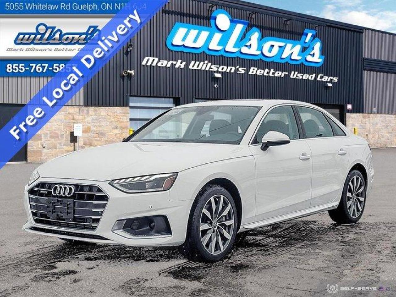Used 2020 Audi A4 Sedan Komfort AWD, Leather, Sunroof, CarPlay + Android, Heated Steering + Seats, Rear Camera & Much More! for sale in Guelph, ON