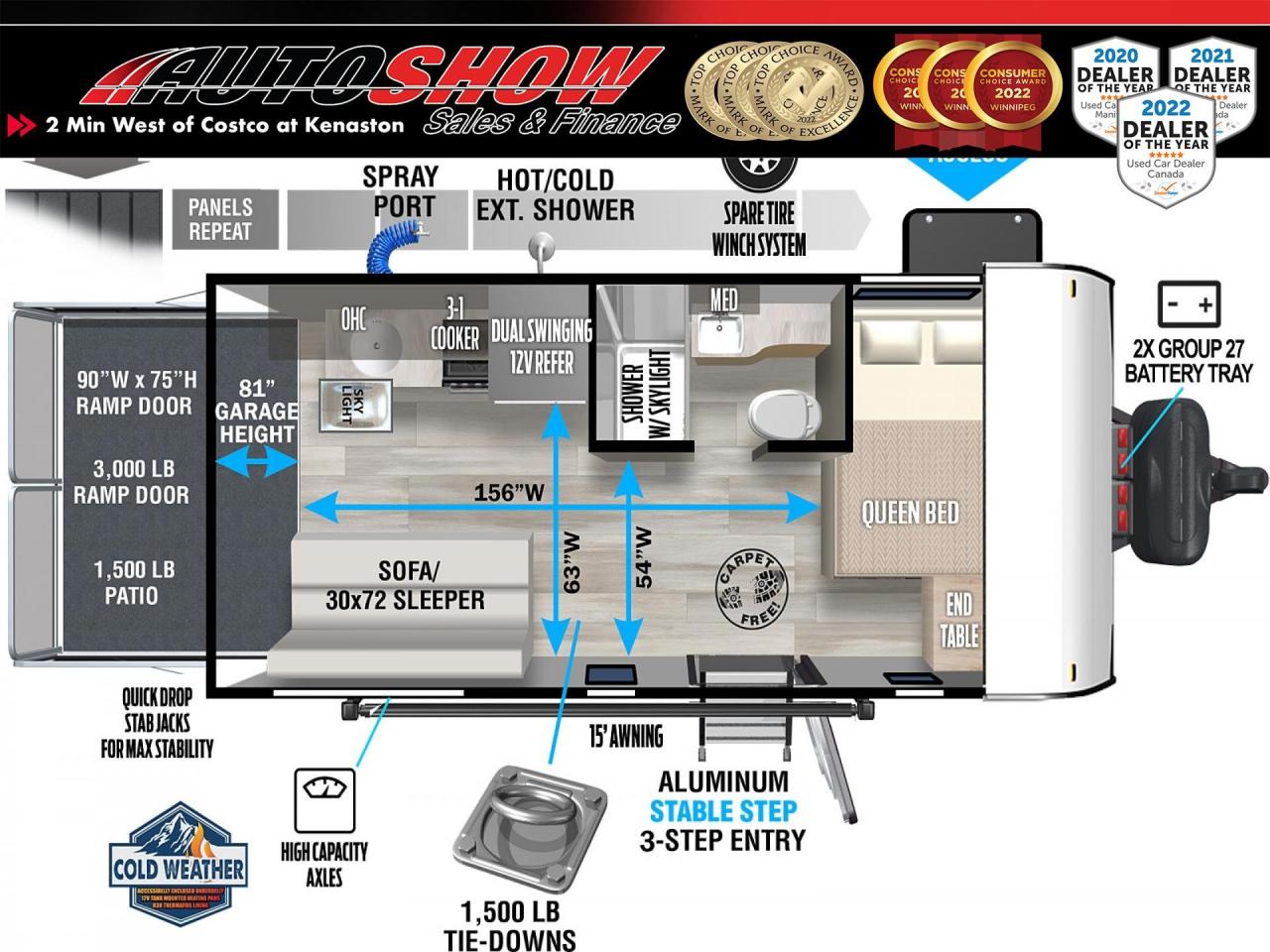 New 2023 Salem FSX by Forest River 175RTK MAX Versatile Toy Hauler - 13 Ft Garage, Sleeps 4, Patio, Solar! for sale in Winnipeg, MB