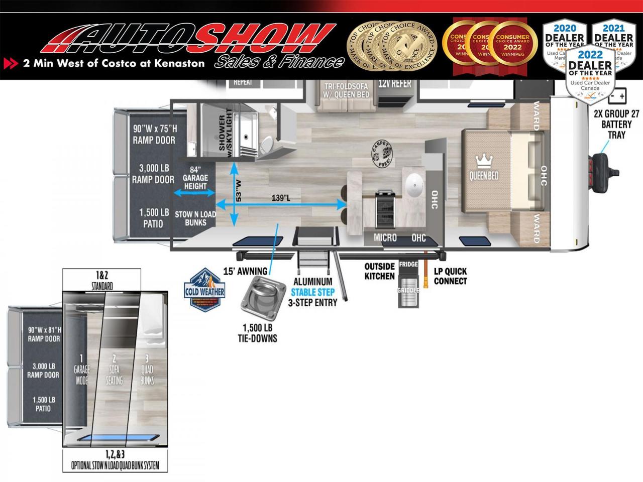 New 2023 Salem FSX by Forest River 262VC Bunkhouse Toy Hauler - Slide Out, Patio, 11 Ft Garage! for sale in Winnipeg, MB