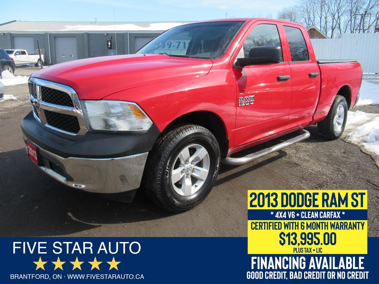 2013 RAM 1500 ST 4X4 V6 *Clean Carfax* Certified w/ Warranty