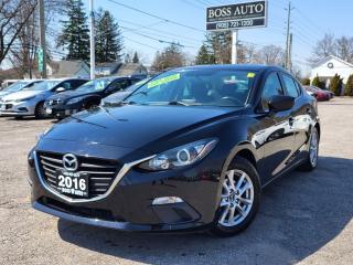 <p><span style=font-family: Segoe UI, sans-serif; font-size: 18px;>***TWO SETS OF TIRES ON RIMS***BEAUTIFUL BLACK ON BLACK MAZDA3 FOUR DOOR SEDAN W/ GOOD MILEAGE, EQUIPPED W/ THE VERY FUEL EFFICIENT 4 CYLINDER 2.0L DOHC ENGINE, LOADED W/ 4 BRAND NEW ALL SEASON TIRES ON ALLOY RIMS AND FOUR WINTER TIRES ON STEELS, BRAND NEW BREAKS ALL AROUND, BLUETOOTH CONNECTION, HEATED SEATS, REAR-VIEW CAMERA, PUSH BUTTON START, AUTOMATIC HEADLIGHTS, KEYLESS ENTRY, AIR CONDITIONING, CRUISE CONTROL, POWER LOCKS, WINDOWS AND MIRRORS, WARRANTY AND MORE! This vehicle comes certified with all-in pricing excluding HST tax and licensing. Also included is a complimentary 36 days complete coverage safety and powertrain warranty, and one year limited powertrain warranty. Please visit our website at bossauto.ca today!</span></p>