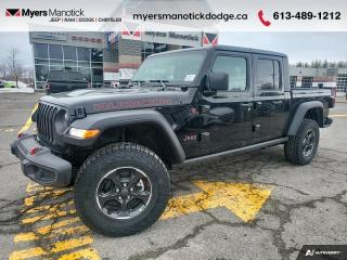 <b>Heavy Duty Suspension,  Sunroof,  Premium Audio,  Navigation,  Climate Control!</b><br> <br> <br> <br>Call 613-489-1212 to speak to our friendly sales staff today, or come by the dealership!<br> <br>  This Jeep Gladiator is ready to change the game of utility vehicles and pickup trucks. <br> <br>Built with unmistakable Jeep styling and off-road capability and the capability and hauling power of a pickup truck, you get the best of both worlds with this incredible machine. Thanks to its unmistakable style, rugged off-road technology, and an exhilarating open air truck experience, this unique Jeep Gladiator is ready to change the 4X4 game.<br> <br> This black Regular Cab 4X4 pickup   has an automatic transmission and is powered by a  285HP 3.6L V6 Cylinder Engine.<br> <br> Our Gladiators trim level is Rubicon. Sitting at the top of the Gladiator range, this Rubicon trim is fully loaded with FOX premium dampers, 7 skid plates, heavy-duty suspension, a manual Targa composite first-row sunroof, a 9-speaker Alpine premium audio setup, voice-activated navigation, dual-zone climate control, class III towing equipment with a trailer wiring harness and trailer sway control, a full-size spare with underbody storage, removable doors and windows, and a manual convertible top with fixed roll-over protection. This rugged truck also features great convenience features like proximity keyless entry with push button start, illuminated front and rear cupholders, two 12-volt DC and a 120-volt AC power outlets, and tons of storage space. Handling infotainment and connectivity duties is an 8.4-inch screen powered by Uconnect 4, and features Apple CarPlay, Android Auto, 4G LTE WiFi hotspot internet access, and streaming audio. This vehicle has been upgraded with the following features: Heavy Duty Suspension,  Sunroof,  Premium Audio,  Navigation,  Climate Control,  Apple Carplay,  Android Auto. <br><br> View the original window sticker for this vehicle with this url <b><a href=http://www.chrysler.com/hostd/windowsticker/getWindowStickerPdf.do?vin=1C6JJTBG5PL527769 target=_blank>http://www.chrysler.com/hostd/windowsticker/getWindowStickerPdf.do?vin=1C6JJTBG5PL527769</a></b>.<br> <br>To apply right now for financing use this link : <a href=https://CreditOnline.dealertrack.ca/Web/Default.aspx?Token=3206df1a-492e-4453-9f18-918b5245c510&Lang=en target=_blank>https://CreditOnline.dealertrack.ca/Web/Default.aspx?Token=3206df1a-492e-4453-9f18-918b5245c510&Lang=en</a><br><br> <br/> Weve discounted this vehicle $4800. Total  cash rebate of $6869 is reflected in the price.   5.99% financing for 96 months. <br> Buy this vehicle now for the lowest weekly payment of <b>$179.87</b> with $0 down for 96 months @ 5.99% APR O.A.C. ( Plus applicable taxes -  $1199  fees included in price    ).  Incentives expire 2024-04-30.  See dealer for details. <br> <br>If youre looking for a Dodge, Ram, Jeep, and Chrysler dealership in Ottawa that always goes above and beyond for you, visit Myers Manotick Dodge today! Were more than just great cars. We provide the kind of world-class Dodge service experience near Kanata that will make you a Myers customer for life. And with fabulous perks like extended service hours, our 30-day tire price guarantee, the Myers No Charge Engine/Transmission for Life program, and complimentary shuttle service, its no wonder were a top choice for drivers everywhere. Get more with Myers!<br> Come by and check out our fleet of 50+ used cars and trucks and 120+ new cars and trucks for sale in Manotick.  o~o
