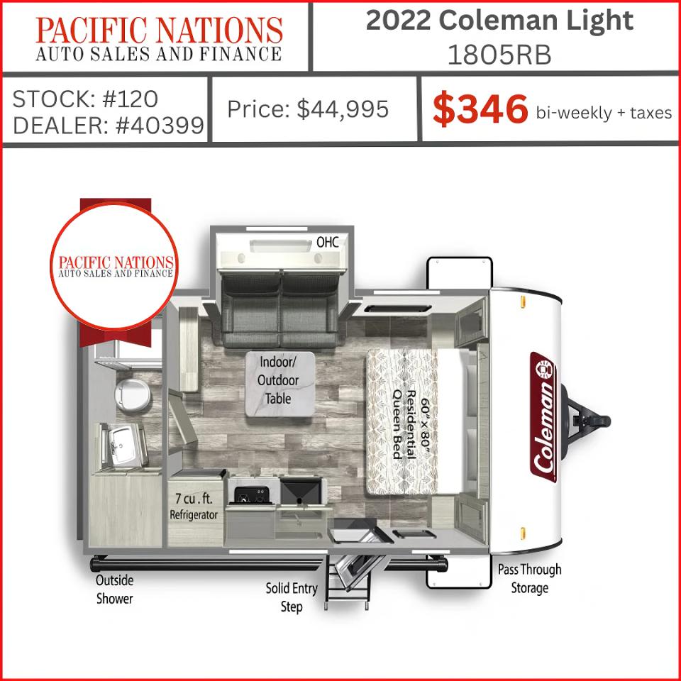 2022 Coleman Trailer LIGHT 1805RB