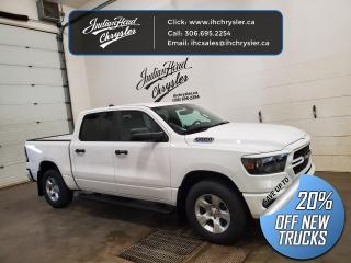 <b>Heavy Duty Suspension,  Tow Package,  Power Mirrors,  Rear Camera!</b><br> <br> <br> <br>  Discover the inner beauty and rugged exterior of this stylish Ram 1500. <br> <br>The Ram 1500s unmatched luxury transcends traditional pickups without compromising its capability. Loaded with best-in-class features, its easy to see why the Ram 1500 is so popular. With the most towing and hauling capability in a Ram 1500, as well as improved efficiency and exceptional capability, this truck has the grit to take on any task.<br> <br> This white Crew Cab 4X4 pickup   has a 8 speed automatic transmission and is powered by a  305HP 3.6L V6 Cylinder Engine.<br> <br> Our 1500s trim level is Tradesman. This Ram 1500 Tradesman is ready for whatever you throw at it, with a great selection of standard features such as class II towing equipment including a hitch, wiring harness and trailer sway control, heavy-duty suspension, cargo box lighting, and a locking tailgate. Additional features include heated and power adjustable side mirrors, UCconnect 3, push button start, cruise control, air conditioning, vinyl floor lining, and a rearview camera. This vehicle has been upgraded with the following features: Heavy Duty Suspension,  Tow Package,  Power Mirrors,  Rear Camera. <br><br> View the original window sticker for this vehicle with this url <b><a href=http://www.chrysler.com/hostd/windowsticker/getWindowStickerPdf.do?vin=1C6RRFGG7PN639984 target=_blank>http://www.chrysler.com/hostd/windowsticker/getWindowStickerPdf.do?vin=1C6RRFGG7PN639984</a></b>.<br> <br>To apply right now for financing use this link : <a href=https://www.indianheadchrysler.com/finance/ target=_blank>https://www.indianheadchrysler.com/finance/</a><br><br> <br/> Weve discounted this vehicle $9874. See dealer for details. <br> <br>At Indian Head Chrysler Dodge Jeep Ram Ltd., we treat our customers like family. That is why we have some of the highest reviews in Saskatchewan for a car dealership!  Every used vehicle we sell comes with a limited lifetime warranty on covered components, as long as you keep up to date on all of your recommended maintenance. We even offer exclusive financing rates right at our dealership so you dont have to deal with the banks.
You can find us at 501 Johnston Ave in Indian Head, Saskatchewan-- visible from the TransCanada Highway and only 35 minutes east of Regina. Distance doesnt have to be an issue, ask us about our delivery options!

Call: 306.695.2254<br> Come by and check out our fleet of 40+ used cars and trucks and 80+ new cars and trucks for sale in Indian Head.  o~o
