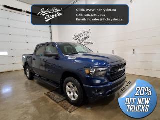 <b>Heavy Duty Suspension,  Tow Package,  Power Mirrors,  Rear Camera!</b><br> <br> <br> <br>  Make light work of tough jobs in this 2023 Ram 1500, with exceptional towing, torque and payload capability. <br> <br>The Ram 1500s unmatched luxury transcends traditional pickups without compromising its capability. Loaded with best-in-class features, its easy to see why the Ram 1500 is so popular. With the most towing and hauling capability in a Ram 1500, as well as improved efficiency and exceptional capability, this truck has the grit to take on any task.<br> <br> This blue Crew Cab 4X4 pickup   has a 8 speed automatic transmission and is powered by a  305HP 3.6L V6 Cylinder Engine.<br> <br> Our 1500s trim level is Tradesman. This Ram 1500 Tradesman is ready for whatever you throw at it, with a great selection of standard features such as class II towing equipment including a hitch, wiring harness and trailer sway control, heavy-duty suspension, cargo box lighting, and a locking tailgate. Additional features include heated and power adjustable side mirrors, UCconnect 3, push button start, cruise control, air conditioning, vinyl floor lining, and a rearview camera. This vehicle has been upgraded with the following features: Heavy Duty Suspension,  Tow Package,  Power Mirrors,  Rear Camera. <br><br> View the original window sticker for this vehicle with this url <b><a href=http://www.chrysler.com/hostd/windowsticker/getWindowStickerPdf.do?vin=1C6RRFGG5PN639983 target=_blank>http://www.chrysler.com/hostd/windowsticker/getWindowStickerPdf.do?vin=1C6RRFGG5PN639983</a></b>.<br> <br>To apply right now for financing use this link : <a href=https://www.indianheadchrysler.com/finance/ target=_blank>https://www.indianheadchrysler.com/finance/</a><br><br> <br/> Weve discounted this vehicle $12269. See dealer for details. <br> <br>At Indian Head Chrysler Dodge Jeep Ram Ltd., we treat our customers like family. That is why we have some of the highest reviews in Saskatchewan for a car dealership!  Every used vehicle we sell comes with a limited lifetime warranty on covered components, as long as you keep up to date on all of your recommended maintenance. We even offer exclusive financing rates right at our dealership so you dont have to deal with the banks.
You can find us at 501 Johnston Ave in Indian Head, Saskatchewan-- visible from the TransCanada Highway and only 35 minutes east of Regina. Distance doesnt have to be an issue, ask us about our delivery options!

Call: 306.695.2254<br> Come by and check out our fleet of 40+ used cars and trucks and 80+ new cars and trucks for sale in Indian Head.  o~o