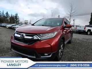 <b>Sunroof,  Navigation,  Leather Seats,  Heated Seats,  Heated Steering Wheel!</b><br> <br> At Pioneer Motors Langley, our team of professionals will guide you to make the right choice for your future vehicle. You will be advised as to the choice of the right vehicle and the best suitable financing for your needs. <br> <br> Compare at $39770 - Pioneer value price is just $38990! <br> <br>   With car-like handling and excellent fuel efficiency, this capable and comfort 2019 Honda CR-V is the total package. This  2019 Honda CR-V is for sale today in Langley. <br> <br>This stylish 2019 Honda CR-V has a spacious interior and car-like handling that captivates anyone who gets behind the wheel. With its smooth lines and sleek exterior, this gorgeous CR-V has no problem turning heads at every corner. Whether youre a thrift-store enthusiast, or a backcountry trail warrior with all of the camping gear, this practical Honda CR-V has got you covered! This  SUV has 72,410 kms. Its  nice in colour  . It has a cvt transmission and is powered by a  190HP 1.5L 4 Cylinder Engine.  It may have some remaining factory warranty, please check with dealer for details. <br> <br> Our CR-Vs trim level is Touring AWD. This SUV is made for the long haul with an Infotainment system that includes a 7 inch touchscreen with HondaLink, navigation, HomeLink home remote system, HandsFreeLink bilingual Bluetooth, Apple CarPlay, Android Auto, SiriusXM, a rear view camera, ambient lighting, and a premium 9 speaker sound system. To stay comfortable for the long road ahead, enjoy heated leather seats in front and back, a heated steering wheels, memory settings for the drivers seat, an auto dimming rear view mirror, rain sensing wipers, a hands free power tailgate with programmable height, woodgrain interior, a panoramic moonroof, automatic high and low beam headlights, dual-zone automatic climate control, remote start, heated seats, LED lighting, heated power mirrors, and aluminum wheels. Keeping you safe on a long drive is automatic collision mitigation braking, forward collision warning, lane departure warning, road departure mitigation, and lane keep assist, and a blind spot display and information system. This vehicle has been upgraded with the following features: Sunroof,  Navigation,  Leather Seats,  Heated Seats,  Heated Steering Wheel,  Blind Spot Display,  Automatic Braking. <br> <br>To apply right now for financing use this link : <a href=https://www.pioneermotorslangley.com/finance/ target=_blank>https://www.pioneermotorslangley.com/finance/</a><br><br> <br/><br> Buy this vehicle now for the lowest bi-weekly payment of <b>$286.85</b> with $0 down for 84 months @ 7.99% APR O.A.C. ( Plus applicable taxes -  Plus applicable fees   / Total Obligation of $53201  ).  See dealer for details. <br> <br>Let us make your visit to our dealership as pleasant and rewarding as it can be. All pricing is plus $995 Documentation fee and applicable taxes. o~o