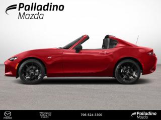 <b>Sport Suspension,  Heated Seats,  Premium Audio,  Apple CarPlay,  Android Auto!</b><br> <br> <br> <br>  Put the top down, take the wheel, and feel every curve and dip in this exciting MX-5. <br> <br>A legendary performance vehicle with that classic, planted feel, intuitively responsive handling, and a thrill in every turn, this MX-5 is following in the footsteps of greatness. Human centric driving is the philosophy behind the design in this MX-5 and you can really feel it in every hill, turn, and incline. Take a piece of driving history home in this 2023 MX-5.<br> <br> This soul red crystal metallic coupe  has an automatic transmission and is powered by a  2.0L I4 16V GDI DOHC engine.<br> <br> Our MX-5 RFs trim level is GS-P. This MX-5 RF GS-P steps things up with sport-tuned suspension, a limited slip differential, a 9-speaker Bose premium audio system, and heated bucket seats, along with a power retractable hard top with a glass rear window and a fixed wind blocker, LED headlights with automatic high beams, proximity keyless entry with remote engine start, and cruise control. Connectivity is handled by a 7-inch touchscreen powered by Mazda Connect, with Apple CarPlay and Android Auto. Safety features include blind spot monitoring, Smart City Brake Support and Rear Cross Traffic Alert, lane departure warning, forward collision mitigation, and a rearview camera. This vehicle has been upgraded with the following features: Sport Suspension,  Heated Seats,  Premium Audio,  Apple Carplay,  Android Auto,  Blind Spot Detection,  Lane Departure Warning. <br><br> <br>To apply right now for financing use this link : <a href=https://www.palladinomazda.ca/finance/ target=_blank>https://www.palladinomazda.ca/finance/</a><br><br> <br/>    Incentives expire 2024-05-31.  See dealer for details. <br> <br>Palladino Mazda in Sudbury Ontario is your ultimate resource for new Mazda vehicles and used Mazda vehicles. We not only offer our clients a large selection of top quality, affordable Mazda models, but we do so with uncompromising customer service and professionalism. We takes pride in representing one of Canadas premier automotive brands. Mazda models lead the way in terms of affordability, reliability, performance, and fuel efficiency.<br> Come by and check out our fleet of 90+ used cars and trucks and 110+ new cars and trucks for sale in Sudbury.  o~o