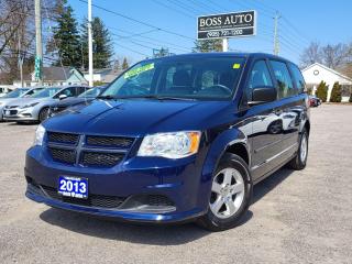 <p>***INCLUDES WINTER RIMS***EXCELLENT DRIVING UNIQUE BLUE ON BLACK DODGE SEVEN PASSENGER DODGE MINIVAN W/ GREAT MILEAGE EQUIPPED WITH THE EVER RELIABLE 6 CYLINDER 3.6L VVT ENGINE, 7 PASSENGER STOW-N-GO LOADED W/ MULTIZONE CLIMATE CONTROL, KEYLESS ENTRY, AM/FM/CD/XM RADIO, CRUISE CONTROL, POWER LOCKS/WINDOWS AND MIRRORS, FULLY CERTIFIED WITH WARRANTIES AND MUCH MORE! This vehicle comes certified with all-in pricing excluding HST tax and licensing. Also included is a complimentary 36 days complete coverage safety and powertrain warranty, and one year limited powertrain warranty. Please visit our website at www.bossauto.ca today!</p>