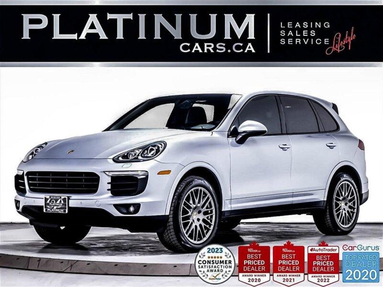 2017 PORSCHE CAYENNE | 300HP | 3.0L V6 | PLATINUM EDITION | NAVIGATION  | BACKUP CAMERA | BLINDSPOT MONITORING | HEATED SEATS | BOSE SOUND SYSTEM | SATALITE RADIO | HEATED STEERING WHEEL | KEYLESS ENTRY | AUTO START/STOP | COMFORT LIGHTING PACKAGE | BODY COLOR FLARES  

 

 



 The 2017 Cayenne provides a concentrated dose of enthusiasm. Designed for impressive performance while remaining practical and functional. Powered by a 3.6-litre V6 engine that generates 300 horsepower and 295 lb-ft of torque. It features an 8-speed Tiptronic transmission with manual mode via paddle shifters. This Cayenne features a Rhodium Silver Metallic exterior finish with a Agate Grey leather interior.  

 

 



 Enjoy the conveniences & comfort of Navigation, Reverse Camera with Sensors, BOSE Audio System, Blind Spot Monitoring, Heated Seats, Paddle Shift, Power Lift Hatch, SiriusXM Satellite Radio and Bluetooth Connectivity. Top rated in safety which has an impressive braking system, Front & Side Airbags, Latch System and Tire Pressure Monitoring System.  

 

 



 The Platinum Edition features Bi-Xenon main headlights with the Porsche Dynamic Light System (PDLS), Power Steering Plus and front and rear Park-Assist make driving effortless, whether travelling on long-distance journeys or driving around the city. The automatically dimming interior and exterior mirrors prevent glare from the traffic behind. As you enter the vehicle, the Platinum Edition lettering is revealed on the front door entry guards, 



 



WE WELCOME YOUR TRADE at the highest value. SAME DAY, EASY APPROVALS. FINANCING and LEASING options on most vehicles, as well as extended warranties, and aftermarket services. We are connected to all banks and leasing companies - all at the lowest rates and payments. No-HASSLE, No-HAGGLE, just the BEST PRICE UP-FRONT. 



 



Since 2004, Platinum Cars took the concept of Platinum Lifestyle to a whole new level by offering many of the worlds most pristine vehicles, such as Aston Martin, BMW, Bentley, Ferrari, Hummer, Land Rover, Lamborghini, Maserati, Mercedes-Benz, Porsche, Rolls-Royce and much more. Check out our website for our full inventory listing at http://www.platinumcars.ca, or simply stop by and visit our 65,000 sq.ft indoor showroom. Running strong as an independent dealership, we serve guests all across Canada. By understanding the lifestyle of each guest, we provide an immaculate collection of the best luxury and exotic vehicles on the market. We gladly provide the full history report on every vehicle. 



 



As per OMVIC regulations: Vehicle is not drivable, not certified and not e-tested. Certification is available for $899. Each Platinum client is a satisfied guest, GUARANTEED! 



 



Serving ALL OF CANADA AND U.S.A, we will help with the transportation and paperwork. For all Canadian buyers, you will only pay your provincial tax. For all American clients, you will take advantage of the low exchange rate. Give us an opportunity, and youll see why Platinum Cars is THE LARGEST and FASTEST growing Luxury Car Dealership in Canada!