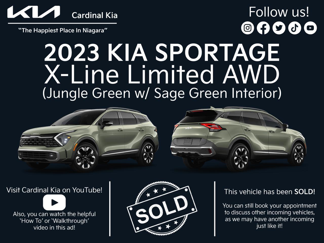 New 2023 Kia Sportage X-Line Limited - Green Interior for sale in Niagara Falls, ON