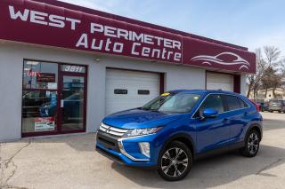 Cash Price $28,500. Finance Price $27,500  (SAVE $1000 OFF THE LISTED CASH PRICE WITH DEALER ARRANGED FINANCING! OAC). PLUS PST/GST. NO ADMINISTRATION FEES!!                                                                                                                                                                                                                
          Wow!! This sporty Mitsubishi Eclipse Cross in Octane Blue is ready to be Driven!!  This Eclipse Cross is well equipped with many comfort and safety features PLUS THE REMAINDER OF THE 100,000  full comprehensive warranty left on the vehicle. See us today!!

**1.5 L DOHC MIVEC 4 CYLINDER TURBOCHARGED ENGINE
**CONTINUOUSLY VARIABLE TRANSMISSION (CVT)
**SUPER ALL-WHEEL CONTROL (S-AWC) WITH DRIVE MODE
SELECTOR (AUTO/SNOW/GRAVEL)
**18" ALLOY WHEELS
**FRONT FOG LAMPS
**HEATED POWER SIDE-VIEW MIRRORS WITH INTEGRATED
TURN SIGNAL LAMP
 **POWER WINDOWS WITH AUTO-UP & DOWN DRIVERS WINDOW
**POWER DOOR LOCKS WITH REMOTE KEYLESS ENTRY
& PANIC ALARM
**REAR PRIVACY GLASS & REAR SPOILER
**AUTOMATIC CLIMATE CONTROL
**HEATED FRONT SEATS
**6-WAY ADJUSTABLE DRIVERS SEAT (SLIDING, RECLINING
& HEIGHT ADJUSTABLE)
**60/40 SPLIT FOLDING REAR SEAT
**REARVIEW CAMERA
**7.0 SMARTPHONE LINK DISPLAY AUDIO WITH ANDROID AUTOTM
& APPLE CARPLAY
**SIRIUSXM® SATELLITE RADIO WITH 3 MONTHS
COMPLIMENTARY SERVICE
**TOUCHPAD CONTROLLER*
**BLUETOOTH® HANDS-FREE CELLULAR PHONE INTERFACE
**STEERING WHEEL-MOUNTED CRUISE & AUDIO CONTROLS
**HIGH-CONTRAST SPEEDOMETER & TACHOMETER
**DUAL FRONT AIRBAGS
**SIDE-IMPACT CURTAIN AIRBAGS (FRONT & REAR)
**FRONT SEAT-MOUNTED SIDE-IMPACT AIRBAGS
DRIVERS KNEE AIRBAG
**ANTI-LOCK BRAKING SYSTEM (ABS)
 
This sporty Mitsubishi is a joy to own and drive,  so come see us today to choose your purchase options.

West Perimeter Auto Centre is a used car dealer in Winnipeg, which is an A+ Rated Member of the Better Business Bureau. 
We need low mileage used cars & used trucks. 
WE WILL PAY TOP DOLLAR FOR YOUR TRADE!! 

This vehicle comes with our complete 150 point inspection, Manitoba Safety, and Free CarFax report. Advertised price is ALL INCLUSIVE- NO HIDDEN EXTRAS, plus applicable taxes. We ALWAYS welcome trade ins. CALL TODAY for your no obligation test drive. Bank Financing available. Apply on line today for free credit application. 
West Perimeter Auto Centre 3811 Portage Avenue Winnipeg, Manitoba   SEE US TODAY!!