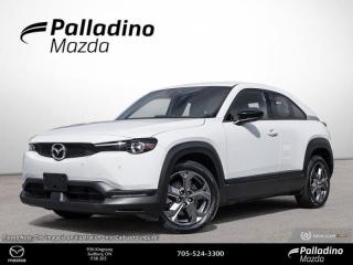 <b>Electric Vehicle,  Heated Seats,  Navigation,  Apple CarPlay,  Android Auto!</b><br> <br> <br> <br>  Embodying Mazdas minimalist design language, this MX-30 is decked with amazing tech and comfort, while being endlessly practical and fun. <br> <br>This all electric Mazda MX-30 features bold yet minimalist styling, subtle yet innovative interior features, and practical yet exciting design throughout. With sophisticated yet intuitive tech features powered by an efficient electric drivetrain, this MX-30 is clearly meant to be your daily driver. For a fun first step into FEVs, this 2023 MX-30 is an easy choice for the modern car buyer with sustainability in mind.<br> <br> This arctic white SUV  has an automatic transmission and is powered by a  Electric engine.<br> <br> Our MX-30 EVs trim level is GS. This exciting crossover features an electric powertrain with great efficiency, alloy wheels, reverse opening rear doors, LED lights, and automatic high beams. The great standard features continue with 3-level adjustable heated seats, a heated leather steering wheel, front and rear cupholders, proximity keyless entry with push button start, adaptive cruise control, automatic air conditioning, and a drivers heads up display. Stay connected on the road via an 8.8-inch infotainment screen with Apple CarPlay and Android Auto, inbuilt navigation and SiriusXM streaming radio, along with an 8-speaker Mazda Harmonic Acoustics audio system. Safety features include blind spot detection, rear parking sensors, lane keeping assist with lane departure warning, Smart City Brake Support with Rear Cross Traffic Alert, and driver monitoring alert. This vehicle has been upgraded with the following features: Electric Vehicle,  Heated Seats,  Navigation,  Apple Carplay,  Android Auto,  Heated Steering Wheel,  Hud. <br><br> <br>To apply right now for financing use this link : <a href=https://www.palladinomazda.ca/finance/ target=_blank>https://www.palladinomazda.ca/finance/</a><br><br> <br/>    Incentives expire 2024-05-31.  See dealer for details. <br> <br>Palladino Mazda in Sudbury Ontario is your ultimate resource for new Mazda vehicles and used Mazda vehicles. We not only offer our clients a large selection of top quality, affordable Mazda models, but we do so with uncompromising customer service and professionalism. We takes pride in representing one of Canadas premier automotive brands. Mazda models lead the way in terms of affordability, reliability, performance, and fuel efficiency.<br> Come by and check out our fleet of 90+ used cars and trucks and 110+ new cars and trucks for sale in Sudbury.  o~o