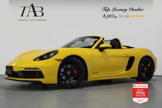 This Powerful 2019 Porsche 718 Boxster GTS Roadster is a local Ontario vehicle with a clean Carfax report. It is a high-performance roadster known for its exhilarating driving experience and impressive handling. Equipped with Porsches PDK (Porsche Doppelkupplung) dual-clutch automatic transmission, known for its lightning-fast gear changes and smooth operation.

Key Features Includes:

- GTS
- Navigation
- Bluetooth
- Roadster
- Porsche Doppelkupplung (PDK)
- Backup Camera
- GT Sport Steering Wheel
- Power Steering Wheel
- Smoking Package
- Light Design Package
- BOSE Sound System
- Sirius XM Radio
- Apple Carplay
- Front Heated Seats
- Front Ventilated Seats
- Spoiler
- Porsche Entry and Drive
- Racing Yellow
- Seat Belts in Racing Yellow
- PASM Sport Suspension
- 20" Alloy Wheels 

NOW OFFERING 3 MONTH DEFERRED FINANCING PAYMENTS ON APPROVED CREDIT.

 Looking for a top-rated pre-owned luxury car dealership in the GTA? Look no further than Toronto Auto Brokers (TAB)! Were proud to have won multiple awards, including the 2023 GTA Top Choice Luxury Pre Owned Dealership Award, 2023 CarGurus Top Rated Dealer, 2023 CBRB Dealer Award, the 2023 Three Best Rated Dealer Award, and many more!

With 30 years of experience serving the Greater Toronto Area, TAB is a respected and trusted name in the pre-owned luxury car industry. Our 30,000 sq.Ft indoor showroom is home to a wide range of luxury vehicles from top brands like BMW, Mercedes-Benz, Audi, Porsche, Land Rover, Jaguar, Aston Martin, Bentley, Maserati, and more. And we dont just serve the GTA, were proud to offer our services to all cities in Canada, including Vancouver, Montreal, Calgary, Edmonton, Winnipeg, Saskatchewan, Halifax, and more.

At TAB, were committed to providing a no-pressure environment and honest work ethics. As a family-owned and operated business, we treat every customer like family and ensure that every interaction is a positive one. Come experience the TAB Lifestyle at its truest form, luxury car buying has never been more enjoyable and exciting!

We offer a variety of services to make your purchase experience as easy and stress-free as possible. From competitive and simple financing and leasing options to extended warranties, aftermarket services, and full history reports on every vehicle, we have everything you need to make an informed decision. We welcome every trade, even if youre just looking to sell your car without buying, and when it comes to financing or leasing, we offer same day approvals, with access to over 50 lenders, including all of the banks in Canada. Feel free to check out your own Equifax credit score without affecting your credit score, simply click on the Equifax tab above and see if you qualify.

So if youre looking for a luxury pre-owned car dealership in Toronto, look no further than TAB! We proudly serve the GTA, including Toronto, Etobicoke, Woodbridge, North York, York Region, Vaughan, Thornhill, Richmond Hill, Mississauga, Scarborough, Markham, Oshawa, Peteborough, Hamilton, Newmarket, Orangeville, Aurora, Brantford, Barrie, Kitchener, Niagara Falls, Oakville, Cambridge, Kitchener, Waterloo, Guelph, London, Windsor, Orillia, Pickering, Ajax, Whitby, Durham, Cobourg, Belleville, Kingston, Ottawa, Montreal, Vancouver, Winnipeg, Calgary, Edmonton, Regina, Halifax, and more.

Call us today or visit our website to learn more about our inventory and services. And remember, all prices exclude applicable taxes and licensing, and vehicles can be certified at an additional cost of $799.