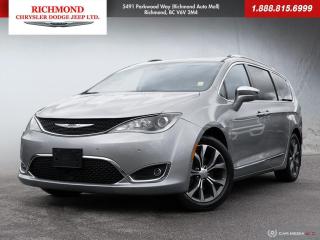 2017 Chrysler Pacifica Limited Billet Silver Metallic Clearcoat

4-Wheel Disc Brakes, ABS brakes, Alloy wheels, Automatic temperature control, Fully automatic headlights, Heated front seats, Low tire pressure warning, ParkView Rear Back-Up Camera, Reclining 3rd row seat, Remote keyless entry, Steering wheel mounted audio controls, Tilt steering wheel, Traction control, Turn signal indicator mirrors.


ONE OWNER 3.6L V6 24V VVT 9-Speed Automatic FWD

Awards:
  * JD Power Canada Automotive Performance, Execution and Layout (APEAL) Study, Initial Quality Study (IQS)   * Canadian Car of the Year AJACs Best New Large Utility Vehicle   * autoTRADER Top Picks Top Minivan


Richmond Chrysler Dodge Jeep wants to BUY YOUR CAR. Thats right! 1. Bring your vehicle by and let us do a no hassle, market evaluation. 2. Bring by any documents that may increase the value or your vehicle. 3. Pick up a check. Its that easy. Find out why so many others have sold us their personal vehicle.

Reviews:
  * Owners tend to rave about the Pacifica’s comfortable ride, ample power, upscale cabin, approachable technology and features, and generous space and storage provisions to keep cargo and smaller items organized on the move. Source: autoTRADER.ca


Richmond Chrysler Dodge Jeep would like to invite you to experience our Market Value Pricing. Come see why so many people have saved money by purchasing from us. Let us show you why you made the right decision to come here. At Richmond Chrysler Dodge Jeep, WE BUY CARS. We will buy your car even if you dont buy ours! *$599 Documentation Fee and $199 Go Green Fee applicable to all used vehicles.
