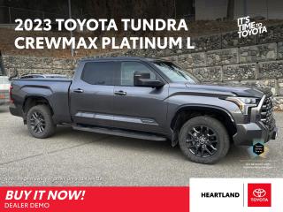 <p>The 2023 Toyota Tundra CrewMax Platinum L is a full-size truck that offers remarkable features and capabilities. It is powered by a 3.5-liter twin-turbo V6 engine that delivers an impressive 437 horsepower and 583 lb-ft of torque. The CrewMax Platinum L model comes with a 5.5 ft. box and 145.7 in. wheelbase. The CrewMax Platinum L model comes with a host of features such as heated and ventilated front seats, power tilt/slide moonroof, JBL® 12-speaker audio system, 8-inch touchscreen display, Apple CarPlay® and Android Auto™ compatibility, Amazon Alexa compatibility, wireless charging, blind spot monitor, rear cross-traffic alert, and front and rear parking assist sonar.</p>