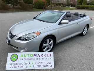 EXCEPTIONALLY CLEAN AND BEAUTIFUL WITH VERY LOW KM'S. LOCAL WITH NO ACCIDENT DECLARATIONS. FULLY INSPECTED, FINANCING, FREE WARRANTY & BCAA MEMBERSHIP.<br /><br />Welcome to the Automarket, your community car dealership of "YES". We are featuring the most spectacular Solara SLE Convertible. Loaded up with all options, including Heated Leather Seats. <br /><br />Local One Owner with No Accident Declarations!<br /><br />We have fully inspected this car and we know that the brakes are 90% New and the Tires are 70% New on all 4 corners. We have also changed the oil and completely detailed the vehicle for your safety and enjoyment.<br /><br /><strong>2 LOCATIONS TO SERVE YOU, BE SURE TO CALL FIRST TO CONFIRM WHERE THE VEHICLE IS PARKED</strong><br /><strong>WHITE ROCK 604-542-4970 LANGLEY 604-533-1310 OWNER’S CELL 604-649-0565</strong><br /> <br /><strong> We are a family owned and operated business since 1983 and we are committed to offering outstanding vehicles backed by exceptional customer service, now and in the future.</strong><br /><strong> What ever your specific needs may be, we will custom tailor your purchase exactly how you want or need it to be. All you have to do is give us a call and we will happily walk you through all the steps with no stress and no pressure.</strong><br /><strong>“WE ARE THE HOUSE OF YES”</strong><br /><strong>ADDITIONAL BENFITS WHEN BUYING FROM SK AUTOMARKET:</strong><br /><strong>ON SITE FINANCING THROUGH OUR 17 AFFILIATED BANKS AND VEHICLE FINANCE COMPANIES</strong><br /><strong>IN HOUSE LEASE TO OWN PROGRAM.</strong><br /><strong>EVRY VEHICLE HAS UNDERGONE A 120 POINT COMPREHENSIVE INSPECTION</strong><br /><strong>EVERY PURCHASE INCLUDES A FREE POWERTRAIN WARRANTY</strong><br /><strong>EVERY VEHICLE INCLUDES A COMPLIMENTARY BCAA MEMBERSHIP FOR YOUR  SECURITY</strong><br /><strong>EVERY VEHICLE INCLUDES A CARFAX AND ICBC DAMAGE REPORT</strong><br /><strong>EVERY VEHICLE IS GUARANTEED LIEN FREE</strong><br /><strong>DISCOUNTED RATES ON PARTS AND SERVICE FOR YOUR NEW CAR AND ANY OTHER FAMILY CARS THAT NEED WORK NOW AND IN THE FUTURE.</strong><br /><strong>36 YEARS IN THE VEHICLE SALES INDUSTRY</strong><br /><strong>A+++ MEMBER OF THE BETTER BUSINESS BUREAU</strong><br /><strong>RATED TOP DEALER BY CARGURUS 2 YEARS IN A ROW</strong><br /><strong>MEMBER IN GOOD STANDING WITH THE VEHICLE SALES AUTHORITY OF BRITISH COLUMBIA</strong><br /><strong>MEMBER OF THE AUTOMOTIVE RETAILERS ASSOCIATION</strong><br /><strong>COMMITTED CONTRIBUTER TO OUR LOCAL COMMUNITY AND THE RESIDENTS OF BC</strong><br /><br /><br /> This vehicle has been Fully Inspected, Certified and Qualifies for Our Free Extended Warranty.Don't forget to ask about our Great Finance and Lease Rates. We also have a Options for Buy Here Pay Here and Lease to Own for Good Customers in Bad Situations. 2 locations to help you, White Rock and Langley. Be sure to call before you come to confirm the vehicles location and availability or look us up at www.automarketsales.com. White Rock 604-542-4970 and Langley 604-533-1310. Serving Surrey, Delta, Langley, Richmond, Vancouver, all of BC and western Canada. Financing & leasing available. CALL SK AUTOMARKET LTD. 6045424970. Call us toll-free at 1 877 813-6807. $495 Documentation fee and applicable taxes are in addition to advertised prices.<br />LANGLEY LOCATION DEALER# 40038<br />S. SURREY LOCATION DEALER #9987<br />
