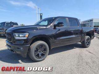 This Ram 1500 boasts a Regular Unleaded V-8 5.7 L engine powering this Automatic transmission. TRANSMISSION: 8-SPEED AUTOMATIC, TIRES: 275/55R20 BSW ALL-TERRAIN, REAR WHEELHOUSE LINERS.* This Ram 1500 Features the Following Options *QUICK ORDER PACKAGE 25Z -inc: Engine: 5.7L HEMI VVT V8 w/FuelSaver MDS, Transmission: 8-Speed Automatic, Big Horn Badge , PREMIUM LIGHTING GROUP -inc: Front LED Fog Lamps, LED Reflector Headlamps, LED Taillamps, OFF-ROAD GROUP -inc: Tires: LT275/65R18C OWL On-/Off-Road, Off-Road Decals, Steering Gear Skid Plate, Falken Brand Tires, Front Suspension Skid Plate, Raised Ride Height, Front Extra Heavy-Duty Shocks, Rear Heavy-Duty Shock Absorbers, Full-Size Spare Tire, Tow Hooks, E-Locker Rear Axle, Transfer Case Skid Plate, Fuel Tank Skid Plate, Selec-Speed Control, MONOTONE PAINT, GVWR: 3,220 KGS (7,100 LBS), ENGINE: 5.7L HEMI VVT V8 W/FUELSAVER MDS -inc: Active Noise Control System, Heavy-Duty Engine Cooling, Passive Tuned Mass Damper, GVWR: 3,220 kgs (7,100 lbs), Dual Rear Exhaust w/Bright Tips, HEMI Badge, E-LOCKER REAR AXLE, DIAMOND BLACK CRYSTAL PEARL, CLASS IV RECEIVER HITCH, BLACK, DELUXE CLOTH BUCKET SEATS -inc: Power 8-Way Driver Seat, Bucket Seats, Full-Length Floor Console, Power 2-Way Driver Lumbar Adjust.* Why Buy From Us? *Thank you for choosing Capital Dodge as your preferred dealership. We have been helping customers and families here in Ottawa for over 60 years. From our old location on Carling Avenue to our Brand New Dealership here in Kanata, at the Palladium AutoPark. If youre looking for the best price, best selection and best service, please come on in to Capital Dodge and our Friendly Staff will be happy to help you with all of your Driving Needs. You Always Save More at Ottawas Favourite Chrysler Store* Stop By Today *Test drive this must-see, must-drive, must-own beauty today at Capital Dodge Chrysler Jeep, 2500 Palladium Dr Unit 1200, Kanata, ON K2V 1E2.