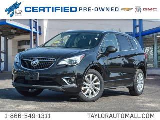 <b>Leather Seats,  Heated Seats,  Blind Spot Monitoring,  Memory Seats,  Hands Free Liftgate!</b><br> <br>    With a stylish cabin and a roomy back seat, this Buick Envision quietly isolates you from the road. This  2020 Buick Envision is for sale today in Kingston. <br> <br>Your sense of luxury has been set in motion with this 2020 Buick Envision. Responsive performance, intelligent innovations, and a thoughtfully crafted interior ensure that this Envision is a joy to drive, and a joy to share. For the next step in luxury crossovers, look no further than this 2020 Buick Envision. This  SUV has 84,912 kms. Its  ebony twilight metallic in colour  . It has an automatic transmission and is powered by a   2.5L 4 Cylinder Engine.  This unit has some remaining factory warranty for added peace of mind. <br> <br> Our Envisions trim level is Essence. Stepping up to the Essence trim adds leather seats, heated steering wheel, heated rear seats, blind spot monitoring with lane change alert and rear cross traffic alert, and memory seats to the amazing base model features like the infotainment system complete with an 8 inch touchscreen, Apple CarPlay and Android Auto capability, Bluetooth, SiriusXM, Siri Eyes Free and voice recognition, and USB and aux jacks. This crossover also comes equipped with a customizable Driver Information Centre with colour display, remote start, 4G WiFi, heated power front seats, active noise cancellation, Buick Connected Access with OnStar capability, tri zone automatic climate control, auto dimming rearview mirror, hands free keyless open, leather steering wheel with audio and cruise controls, ambient interior lighting, one touch flat folding rear seat, rear parking assist, Teen Driver technology, driver shift controls, and aluminum wheels. This vehicle has been upgraded with the following features: Leather Seats,  Heated Seats,  Blind Spot Monitoring,  Memory Seats,  Hands Free Liftgate,  Remote Start,  Heated Steering Wheel. <br> <br>To apply right now for financing use this link : <a href=https://www.taylorautomall.com/finance/apply-for-financing/ target=_blank>https://www.taylorautomall.com/finance/apply-for-financing/</a><br><br> <br/><br> Buy this vehicle now for the lowest bi-weekly payment of <b>$230.68</b> with $0 down for 96 months @ 9.99% APR O.A.C. ( Plus applicable taxes -  Plus applicable fees   / Total Obligation of $47982  ).  See dealer for details. <br> <br>For more information, please call any of our knowledgeable used vehicle staff at (613) 549-1311!<br><br> Come by and check out our fleet of 90+ used cars and trucks and 130+ new cars and trucks for sale in Kingston.  o~o