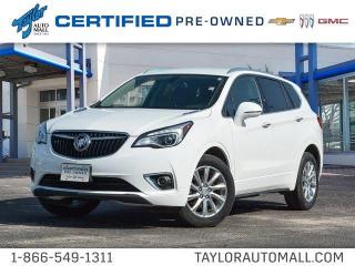 <b>Leather Seats,  Heated Seats,  Blind Spot Monitoring,  Memory Seats,  Hands Free Liftgate!</b><br> <br>    This Buick Envision combines a practical size with a long list of standard features that make it a value-packed SUV worth considering. This  2020 Buick Envision is for sale today in Kingston. <br> <br>Your sense of luxury has been set in motion with this 2020 Buick Envision. Responsive performance, intelligent innovations, and a thoughtfully crafted interior ensure that this Envision is a joy to drive, and a joy to share. For the next step in luxury crossovers, look no further than this 2020 Buick Envision. This  SUV has 78,962 kms. Its  nice in colour  . It has an automatic transmission and is powered by a   2.5L 4 Cylinder Engine.  This unit has some remaining factory warranty for added peace of mind. <br> <br> Our Envisions trim level is Essence. Stepping up to the Essence trim adds leather seats, heated steering wheel, heated rear seats, blind spot monitoring with lane change alert and rear cross traffic alert, and memory seats to the amazing base model features like the infotainment system complete with an 8 inch touchscreen, Apple CarPlay and Android Auto capability, Bluetooth, SiriusXM, Siri Eyes Free and voice recognition, and USB and aux jacks. This crossover also comes equipped with a customizable Driver Information Centre with colour display, remote start, 4G WiFi, heated power front seats, active noise cancellation, Buick Connected Access with OnStar capability, tri zone automatic climate control, auto dimming rearview mirror, hands free keyless open, leather steering wheel with audio and cruise controls, ambient interior lighting, one touch flat folding rear seat, rear parking assist, Teen Driver technology, driver shift controls, and aluminum wheels. This vehicle has been upgraded with the following features: Leather Seats,  Heated Seats,  Blind Spot Monitoring,  Memory Seats,  Hands Free Liftgate,  Remote Start,  Heated Steering Wheel. <br> <br>To apply right now for financing use this link : <a href=https://www.taylorautomall.com/finance/apply-for-financing/ target=_blank>https://www.taylorautomall.com/finance/apply-for-financing/</a><br><br> <br/><br> Buy this vehicle now for the lowest bi-weekly payment of <b>$230.68</b> with $0 down for 96 months @ 9.99% APR O.A.C. ( Plus applicable taxes -  Plus applicable fees   / Total Obligation of $47982  ).  See dealer for details. <br> <br>For more information, please call any of our knowledgeable used vehicle staff at (613) 549-1311!<br><br> Come by and check out our fleet of 90+ used cars and trucks and 130+ new cars and trucks for sale in Kingston.  o~o