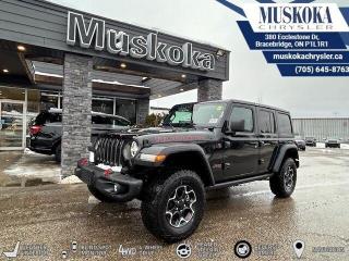 This Jeep Wrangler Rubicon, with a Gas/Electric V-6 3.6 L/220 engine, features a 8-Speed Automatic w/OD transmission, and generates 24 highway/19 city L/100km. Find this vehicle with only 32 kilometers!  Jeep Wrangler Rubicon Options: This Jeep Wrangler Rubicon offers a multitude of options. Technology options include: 2 LCD Monitors In The Front, AM/FM/HD/Satellite w/Seek-Scan, Clock, Speed Compensated Volume Control, Aux Audio Input Jack, Steering Wheel Controls, Voice Activation, Radio Data System and Uconnect External Memory Control, Radio: Uconnect 4C Nav w/8.4 Display, SiriusXM Guardian Tracker System, Siriusxm Traffic Plus Real-Time Traffic Display.  Safety options include Tailgate/Rear Door Lock Included w/Power Door Locks, Variable Intermittent Wipers, 2 LCD Monitors In The Front, Power Door Locks w/Autolock Feature, Airbag Occupancy Sensor.  Visit Us: Find this Jeep Wrangler Rubicon at Muskoka Chrysler today. We are conveniently located at 380 Ecclestone Dr Bracebridge ON P1L1R1. Muskoka Chrysler has been serving our local community for over 40 years. We take pride in giving back to the community while providing the best customer service. We appreciate each and opportunity we have to serve you, not as a customer but as a friend