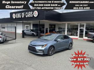 2021 TOYOTA COROLLA SE (Stock # P214744)SUNROOF, BACK UP CAMERA, HEATED SEATS, HEATED STEERING WHEEL, PRE COLLISION EMERGENCY BRAKING, LANE ASSIST, BLIND SPOT DETECTION, ADAPTIVE CRUISE CONTROL, REAR CROSS TRAFFIC ALERT, WIRELESS PHONE CHARGER, APPLE CARPLAY, ANDROID AUTO, PADDLE SHIFTERS, KEYLESS GO, PUSH BUTTON STARTBALANCE OF TOYOTA FACTORY WARRANTYCALL US TODAY FOR MORE INFORMATION604 533 4499 OR TEXT US AT 604 360 0123GO TO KINGOFCARSBC.COM AND APPLY FOR A FREE-------- PRE APPROVAL -------STOCK # P214744PLUS ADMINISTRATION FEE OF $895 AND TAXESDEALER # 31301all finance options are subject to ....oac...