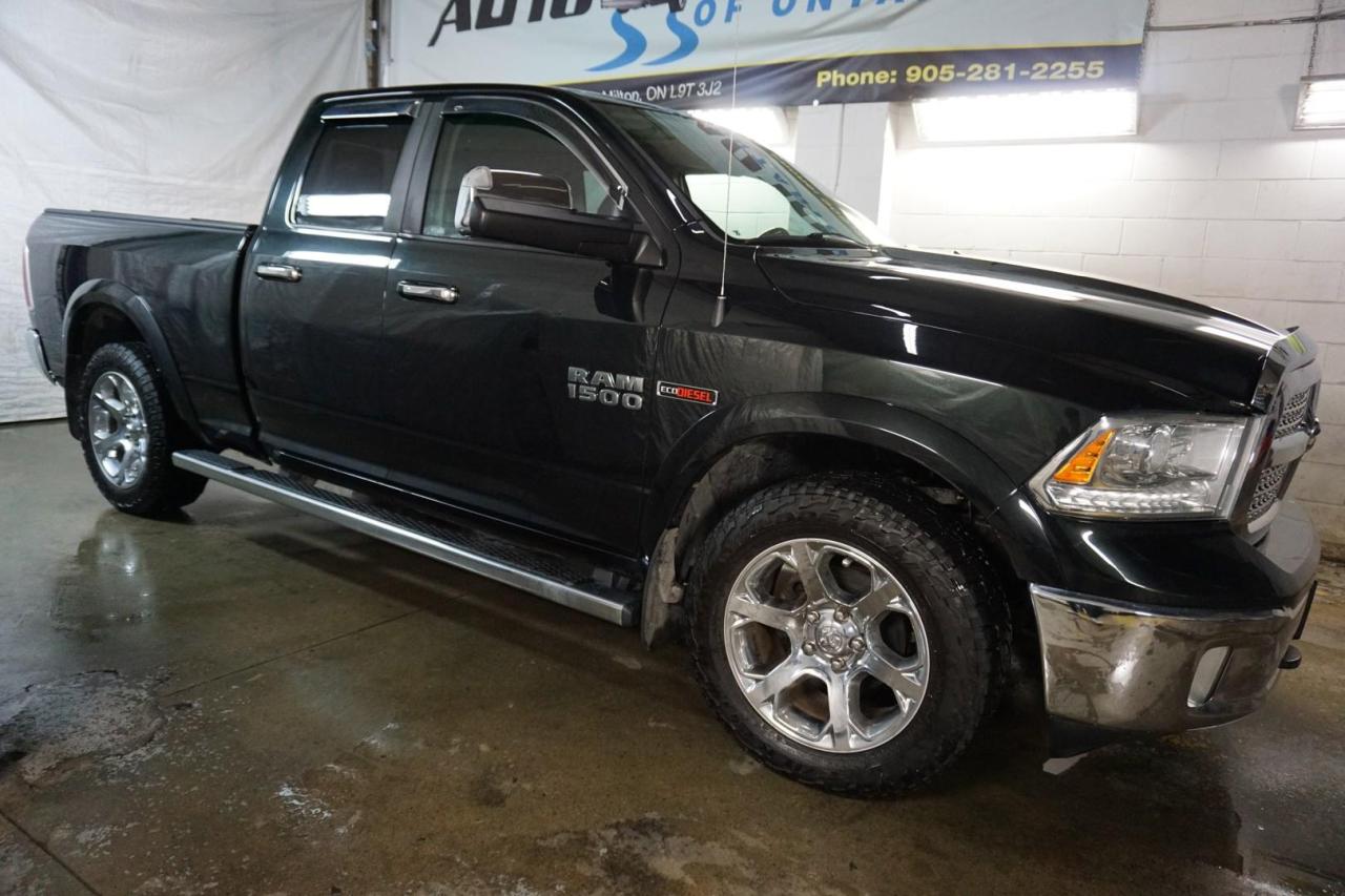 Used 2016 RAM 1500 LARAMIE QUAD CAB 4WD ECO DIESEL *ACCIDENT FREE* CERTIFIED CAMERA NAV LEATHER HEATED SEATS for sale in Milton, ON