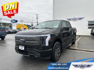 <b>Leather Seats, Sunroof, Ford Co-Pilot360 Active, Tow Technology Package, 20 inch Aluminum Wheels!</b><br> <br>   This F-150 Lightning is expanding the definition of what a modern pickup truck can be. <br> <br>With an advanced all-electric powertrain, this F-150 Lightning continues the Ford Motors Legacy by producing a futuristic truck thats designed for the masses. More than just a concept, this F-150 Lightning proves that electric vehicles are more than just a gimmick, thanks to it impressive capability and massive network of electric charging station found throughout North America.<br> <br> This agate black Crew Cab 4X4 pickup   has a cvt transmission and is powered by a  DUAL EMOTOR - EXTENDED RANGE BATTERY engine.<br> <br> Our F-150 Lightnings trim level is Lariat High Package. This F-150 Lightning with the Lariat High Package comes with an extra luxurious leather interior that features a massive sunroof, Fords SYNC 4A, complete with a larger 15 inch touchscreen, built-in navigation, wireless Apple CarPlay, Android Auto, and a premium Bang and Olufsen audio system. It also comes with heated and cooled front seats, a heated steering wheel, power adjustable pedals, heated second row seats, extended battery range, Ford Co-Pilot360 Active 2.0, and a super useful interior work surface. Additional features include a power locking tailgate, a large front trunk for extra storage, pro trailer backup assist, blind spot detection, lane keep assist, automatic emergency braking with pedestrian detection, accident evasion assist, and a 360 degree camera to help keep you safely on the road and so much more! This vehicle has been upgraded with the following features: Leather Seats, Sunroof, Ford Co-pilot360 Active, Tow Technology Package, 20 Inch Aluminum Wheels, Spray-in Bed Liner, Advanced Security Pack Removal. <br><br> View the original window sticker for this vehicle with this url <b><a href=http://www.windowsticker.forddirect.com/windowsticker.pdf?vin=1FTVW1EVXPWG20313 target=_blank>http://www.windowsticker.forddirect.com/windowsticker.pdf?vin=1FTVW1EVXPWG20313</a></b>.<br> <br>To apply right now for financing use this link : <a href=https://www.southcoastford.com/financing/ target=_blank>https://www.southcoastford.com/financing/</a><br><br> <br/> Weve discounted this vehicle $6053. Total  cash rebate of $14000 is reflected in the price. Credit includes $14,000 Non-Stackable Cash Purchase Assistance. Credit is available in lieu of subvented financing rates.  Incentives expire 2024-05-08.  See dealer for details. <br> <br>Call South Coast Ford Sales or come visit us in person. Were convenient to Sechelt, BC and located at 5606 Wharf Avenue. and look forward to helping you with your automotive needs. <br><br> Come by and check out our fleet of 20+ used cars and trucks and 110+ new cars and trucks for sale in Sechelt.  o~o