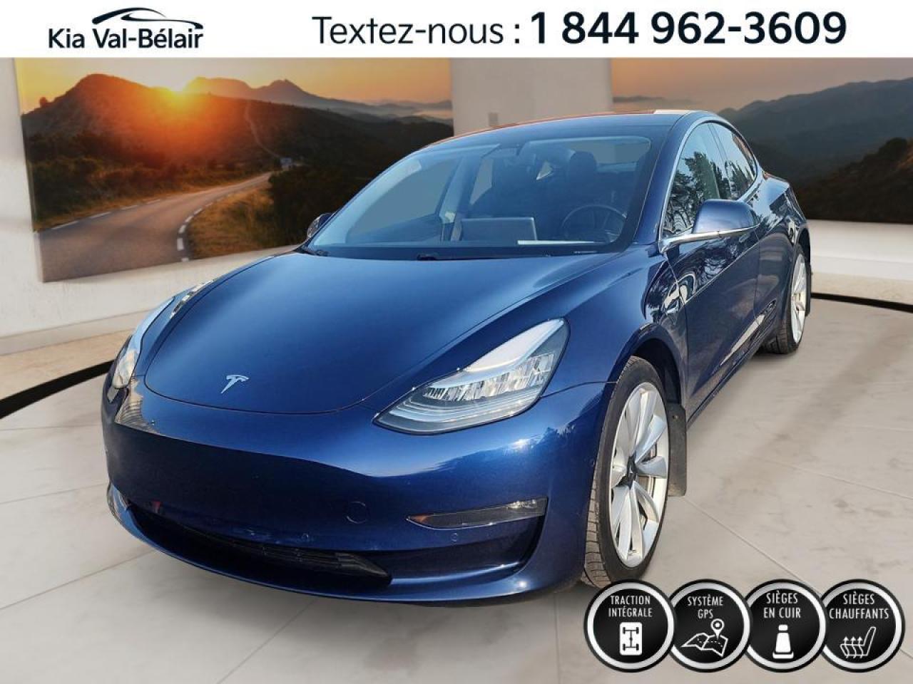 Used 2018 Tesla Model 3 LR * AWD * A/C * CUIR * TOIT * GPS * LTE ILLIMITÉ for sale in Québec, QC