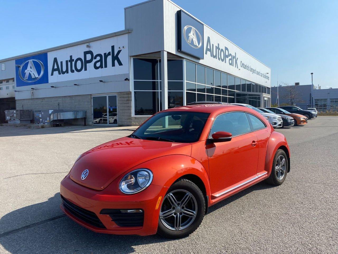 <p> This 2018 Volkswagen Beetle comes with features such as rear camera, heated seats, alloy wheels, power windows, power locks, power steering, ABS brakes, dual airbags. Call to book your test drive today!

<br><br>AutoPark is one of Ontarios largest used car dealer networks. The four pillars of AutoPark are:
<br>1) One of Ontarios largest used car dealer networks
<br>2) Low no haggle pricing
<br>3) 7 day exchange policy
<br>4) No charge job loss protection

Check out all of our inventory at https://www.autoparkbrampton.ca/

<br><br>AutoPark Brampton serves Brampton, Milton, Vaughan, and Orangeville. AutoPark can look after you with good and challenged credit history! Car fax history report available. No hidden fees, simply add HST & licensing. AutoPark - A new way to buy used! 


<br><br> The Humberview Group, 5000 vehicles,  20 stores, 18 brands, 1 promise: Serving you better, each and every day.  One simple goal: Satisfied customers who recommend us to family and friends.
[Good credit, bad credit, everyone deserves the right to drive a quality, reliable vehicle with us! Find out how, at autopark.ca]

*Disclaimer: Contact dealer for accuracy of Options or Features available

</p>