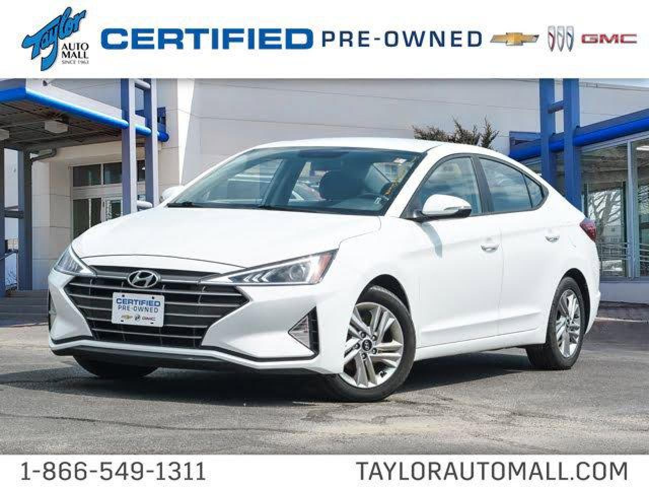 <b>Leather Seats,  Chrome Exterior Accents,  Sunroof,  Heated Seats,  Lane Keeping Assist!</b><br> <br>    This 2020 Hyundai Elantra delivers quality and refinement thats hard to find in a compact. This  2020 Hyundai Elantra is for sale today in Kingston. <br> <br>Built to be stronger yet lighter, more powerful and much more fuel efficient, this Hyundai Elantra is the award-winning compact that delivers refined quality and comfort above all. With a stylish aerodynamic design and excellent performance, this Elantra stands out as a leader in its competitive class. This  sedan has 81,899 kms. Its  nice in colour  . It has an automatic transmission and is powered by a  147HP 2.0L 4 Cylinder Engine.  It may have some remaining factory warranty, please check with dealer for details. <br> <br> Our Elantras trim level is Luxury. True to its name, this Elantra Luxury offers a power sunroof, leather seats, hands free proximity key entry, hands free trunk lid, SiriusXM, and dual zone automatic climate control. As if you need more, you also get driver assistance from lane keep assist, blind spot monitoring, and forward collision mitigation. This is on top of the sweet infotainment from Apple CarPlay, Android Auto, Bluetooth, USB/aux inputs, 7 inch touchscreen, and AM/FM/MP3 audio with 6 speakers. Other premium features include heated seats, heated leather steering wheel, larger aluminum wheels, rearview camera, drive mode selector, chromed exterior accents, and heated power side mirrors with turn signals. This vehicle has been upgraded with the following features: Leather Seats,  Chrome Exterior Accents,  Sunroof,  Heated Seats,  Lane Keeping Assist,  Lane Departure Warning,  Collision Mitigation. <br> <br>To apply right now for financing use this link : <a href=https://www.taylorautomall.com/finance/apply-for-financing/ target=_blank>https://www.taylorautomall.com/finance/apply-for-financing/</a><br><br> <br/><br> Buy this vehicle now for the lowest bi-weekly payment of <b>$132.81</b> with $0 down for 96 months @ 9.99% APR O.A.C. ( Plus applicable taxes -  Plus applicable fees   ).  See dealer for details. <br> <br>For more information, please call any of our knowledgeable used vehicle staff at (613) 549-1311!<br><br> Come by and check out our fleet of 70+ used cars and trucks and 160+ new cars and trucks for sale in Kingston.  o~o