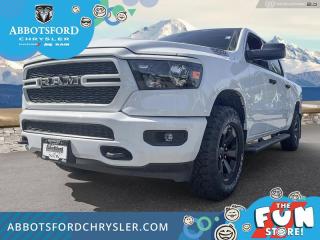 <br> <br>  Beauty meets brawn with this rugged Ram 1500. <br> <br>The Ram 1500s unmatched luxury transcends traditional pickups without compromising its capability. Loaded with best-in-class features, its easy to see why the Ram 1500 is so popular. With the most towing and hauling capability in a Ram 1500, as well as improved efficiency and exceptional capability, this truck has the grit to take on any task.<br> <br> This bright white Crew Cab 4X4 pickup   has a 8 speed automatic transmission and is powered by a  395HP 5.7L 8 Cylinder Engine.<br> <br> Our 1500s trim level is Tradesman. This Ram 1500 Tradesman is ready for whatever you throw at it, with a great selection of standard features such as class II towing equipment including a hitch, wiring harness and trailer sway control, heavy-duty suspension, cargo box lighting, and a locking tailgate. Additional features include heated and power adjustable side mirrors, UCconnect 3, push button start, cruise control, air conditioning, vinyl floor lining, and a rearview camera. This vehicle has been upgraded with the following features: Tradesman Level 1 Equipment Group, Sport Appearance Package, Trailer Hitch. <br><br> View the original window sticker for this vehicle with this url <b><a href=http://www.chrysler.com/hostd/windowsticker/getWindowStickerPdf.do?vin=1C6SRFGT9PN608704 target=_blank>http://www.chrysler.com/hostd/windowsticker/getWindowStickerPdf.do?vin=1C6SRFGT9PN608704</a></b>.<br> <br/> Total  cash rebate of $6554 is reflected in the price. Credit includes up to 10% MSRP.  5.49% financing for 96 months. <br> Buy this vehicle now for the lowest weekly payment of <b>$201.59</b> with $0 down for 96 months @ 5.49% APR O.A.C. ( taxes included, Plus applicable fees   ).  Incentives expire 2024-07-02.  See dealer for details. <br> <br>Abbotsford Chrysler, Dodge, Jeep, Ram LTD joined the family-owned Trotman Auto Group LTD in 2010. We are a BBB accredited pre-owned auto dealership.<br><br>Come take this vehicle for a test drive today and see for yourself why we are the dealership with the #1 customer satisfaction in the Fraser Valley.<br><br>Serving the Fraser Valley and our friends in Surrey, Langley and surrounding Lower Mainland areas. Abbotsford Chrysler, Dodge, Jeep, Ram LTD carry premium used cars, competitively priced for todays market. If you don not find what you are looking for in our inventory, just ask, and we will do our best to fulfill your needs. Drive down to the Abbotsford Auto Mall or view our inventory at https://www.abbotsfordchrysler.com/used/.<br><br>*All Sales are subject to Taxes and Fees. The second key, floor mats, and owners manual may not be available on all pre-owned vehicles.Documentation Fee $699.00, Fuel Surcharge: $179.00 (electric vehicles excluded), Finance Placement Fee: $500.00 (if applicable)<br> Come by and check out our fleet of 80+ used cars and trucks and 130+ new cars and trucks for sale in Abbotsford.  o~o