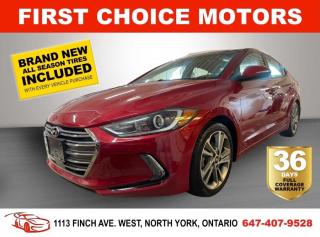 Welcome to First Choice Motors, the largest car dealership in Toronto of pre-owned cars, SUVs, and vans priced between $5000-$15,000. With an impressive inventory of over 300 vehicles in stock, we are dedicated to providing our customers with a vast selection of affordable and reliable options. <br><br>Were thrilled to offer a used 2017 Hyundai Elantra GLS, red color with 186,000km (STK#6098) This vehicle was $13990 NOW ON SALE FOR $11990. It is equipped with the following features:<br>- Automatic Transmission<br>- Leather Seats<br>- Sunroof<br>- Heated seats<br>- Bluetooth<br>- Reverse camera<br>- Power windows<br>- Power locks<br>- Power mirrors<br>- Air Conditioning<br><br>At First Choice Motors, we believe in providing quality vehicles that our customers can depend on. All our vehicles come with a 36-day FULL COVERAGE warranty. We also offer additional warranty options up to 5 years for our customers who want extra peace of mind.<br><br>Furthermore, all our vehicles are sold fully certified with brand new brakes rotors and pads, a fresh oil change, and brand new set of all-season tires installed & balanced. You can be confident that this car is in excellent condition and ready to hit the road.<br><br>At First Choice Motors, we believe that everyone deserves a chance to own a reliable and affordable vehicle. Thats why we offer financing options with low interest rates starting at 7.9% O.A.C. Were proud to approve all customers, including those with bad credit, no credit, students, and even 9 socials. Our finance team is dedicated to finding the best financing option for you and making the car buying process as smooth and stress-free as possible.<br><br>Our dealership is open 7 days a week to provide you with the best customer service possible. We carry the largest selection of used vehicles for sale under $9990 in all of Ontario. We stock over 300 cars, mostly Hyundai, Chevrolet, Mazda, Honda, Volkswagen, Toyota, Ford, Dodge, Kia, Mitsubishi, Acura, Lexus, and more. With our ongoing sale, you can find your dream car at a price you can afford. Come visit us today and experience why we are the best choice for your next used car purchase!<br><br>All prices exclude a $10 OMVIC fee, license plates & registration  and ONTARIO HST (13%)