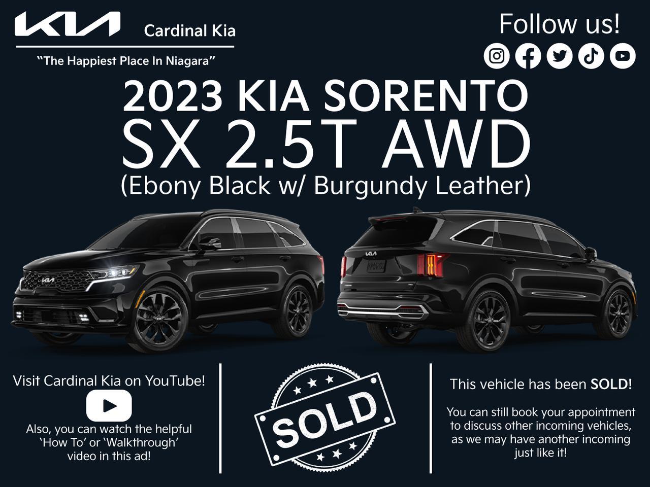 New 2023 Kia Sorento SX Burgundy Leather for sale in Niagara Falls, ON