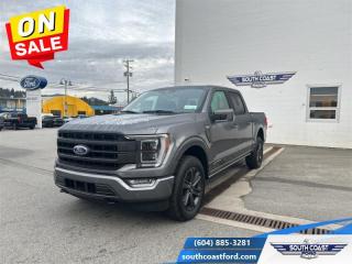 <b>Leather Seats, Sunroof, Premium Audio, 20 inch Aluminum Wheels, Power Running Boards!</b><br> <br>   This Ford F-150 is arguably the most capable truck in the class, and it features a spacious, comfortable interior. <br> <br>The perfect truck for work or play, this versatile Ford F-150 gives you the power you need, the features you want, and the style you crave! With high-strength, military-grade aluminum construction, this F-150 cuts the weight without sacrificing toughness. The interior design is first class, with simple to read text, easy to push buttons and plenty of outward visibility. With productivity at the forefront of design, the F-150 makes use of every single component was built to get the job done right!<br> <br> This carbonized grey metallic Crew Cab 4X4 pickup   has a 10 speed automatic transmission and is powered by a  430HP 3.5L V6 Cylinder Engine.<br> <br> Our F-150s trim level is Lariat. This luxurious Ford F-150 Lariat comes loaded with premium features such as leather heated and cooled seats, body colored exterior accents, a proximity key with push button start and smart device remote start, pro trailer backup assist and Ford Co-Pilot360 that features lane keep assist, blind spot detection, pre-collision assist with automatic emergency braking and rear parking sensors. Enhanced features also includes unique aluminum wheels, SYNC 4 with enhanced voice recognition featuring connected navigation, Apple CarPlay and Android Auto, FordPass Connect 4G LTE, power adjustable pedals, a powerful Bang & Olufsen audio system with SiriusXM radio, cargo box lights, dual zone climate control and a handy rear view camera to help when backing out of tight spaces. This vehicle has been upgraded with the following features: Leather Seats, Sunroof, Premium Audio, 20 Inch Aluminum Wheels, Power Running Boards. <br><br> View the original window sticker for this vehicle with this url <b><a href=http://www.windowsticker.forddirect.com/windowsticker.pdf?vin=1FTFW1ED6PFC14072 target=_blank>http://www.windowsticker.forddirect.com/windowsticker.pdf?vin=1FTFW1ED6PFC14072</a></b>.<br> <br>To apply right now for financing use this link : <a href=https://www.southcoastford.com/financing/ target=_blank>https://www.southcoastford.com/financing/</a><br><br> <br/> Weve discounted this vehicle $4752.    0% financing for 60 months. 1.99% financing for 84 months. <br> Buy this vehicle now for the lowest bi-weekly payment of <b>$520.52</b> with $0 down for 84 months @ 1.99% APR O.A.C. ( Plus applicable taxes -  $595 Administration Fee included    / Total Obligation of $94734  ).  Incentives expire 2024-05-08.  See dealer for details. <br> <br>Call South Coast Ford Sales or come visit us in person. Were convenient to Sechelt, BC and located at 5606 Wharf Avenue. and look forward to helping you with your automotive needs. <br><br> Come by and check out our fleet of 20+ used cars and trucks and 110+ new cars and trucks for sale in Sechelt.  o~o
